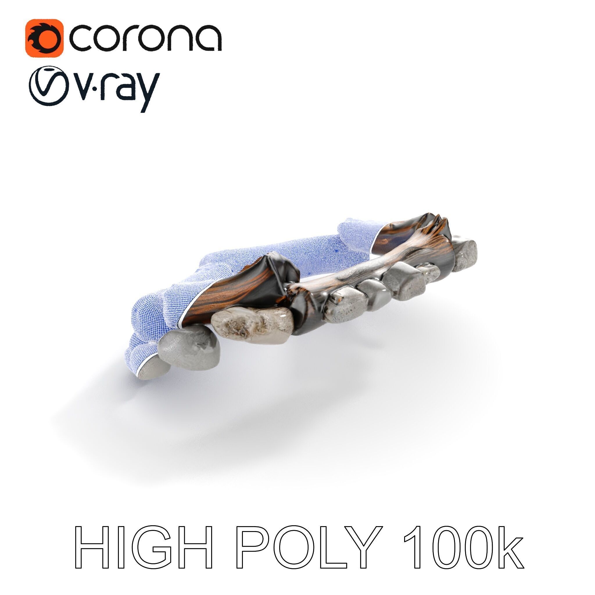 Realistic Campfire Model Pack with Detailed Logs and Stones Low-poly 3D model_23