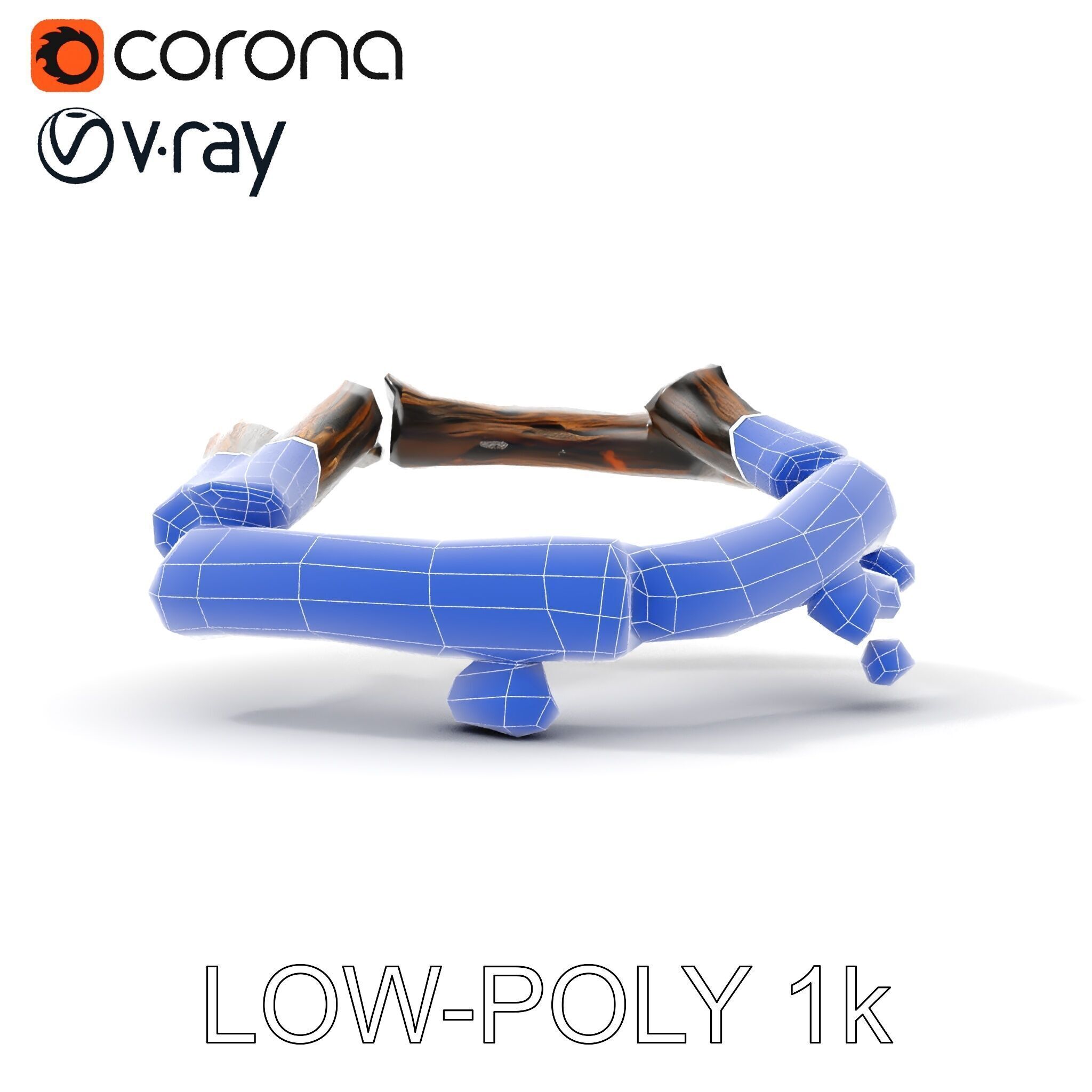 Realistic Campfire Model Pack with Detailed Logs and Stones Low-poly 3D model_22