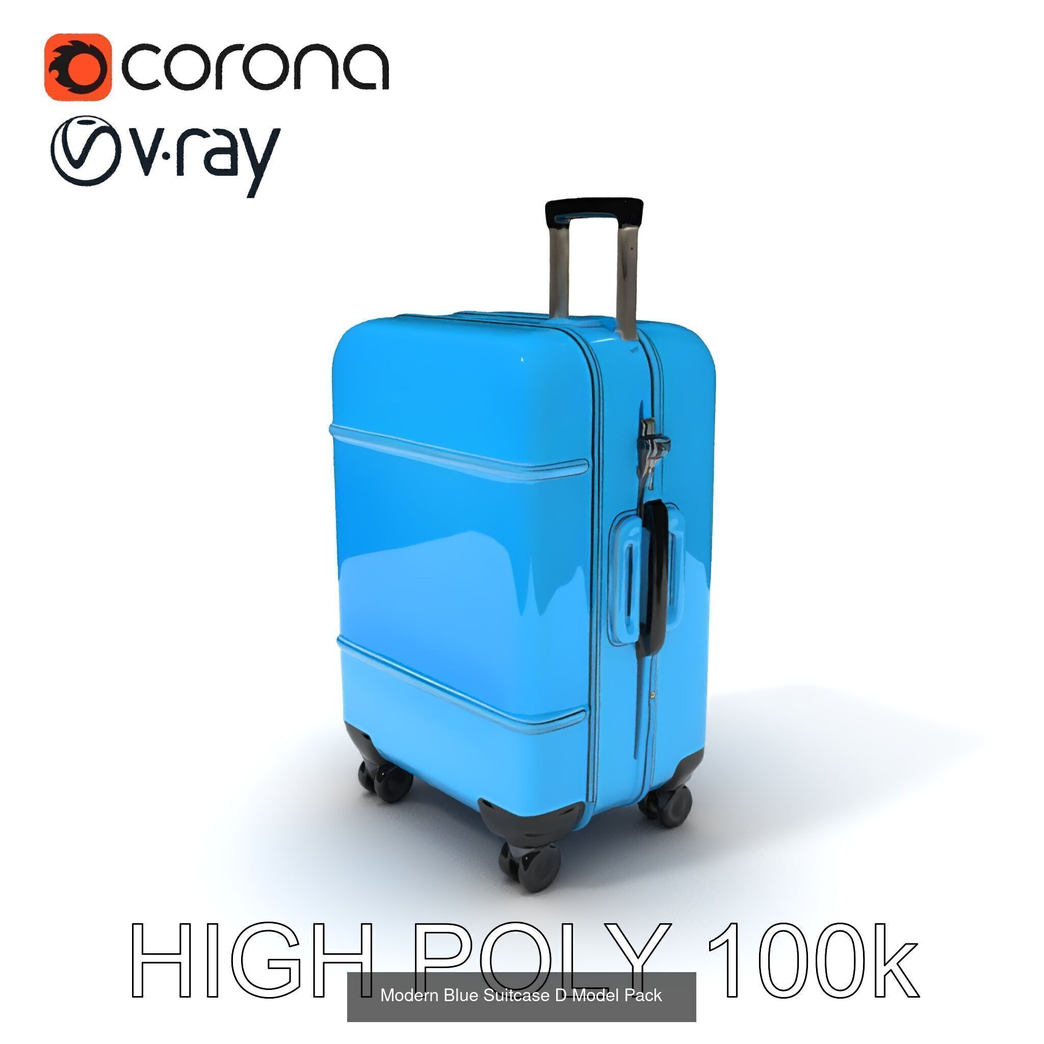 Stylish Suitcases  Briefcase Pack 3D Model Collection_7