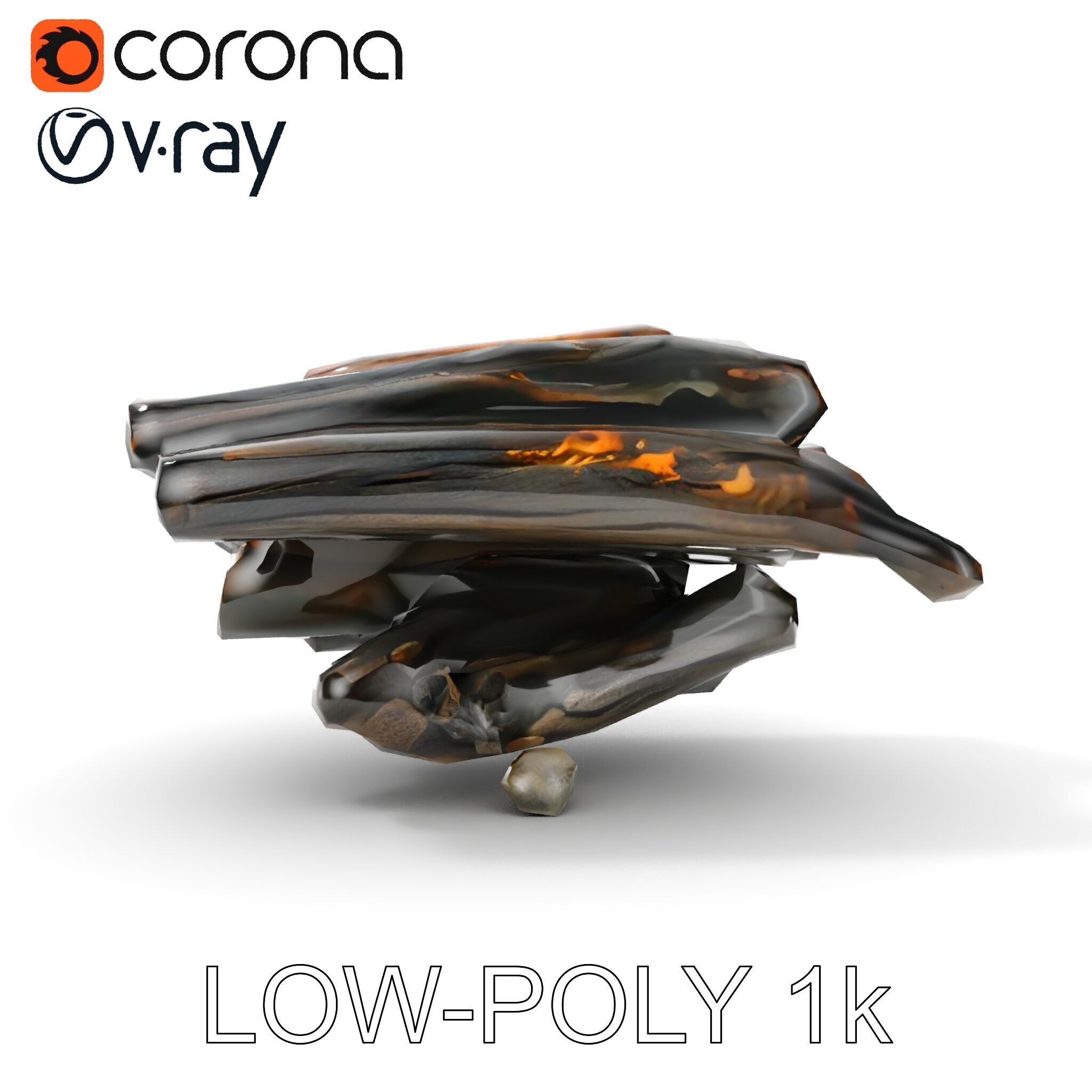 Burning Campfire Wood Model Pack for Realistic Environments Low-poly 3D model_20