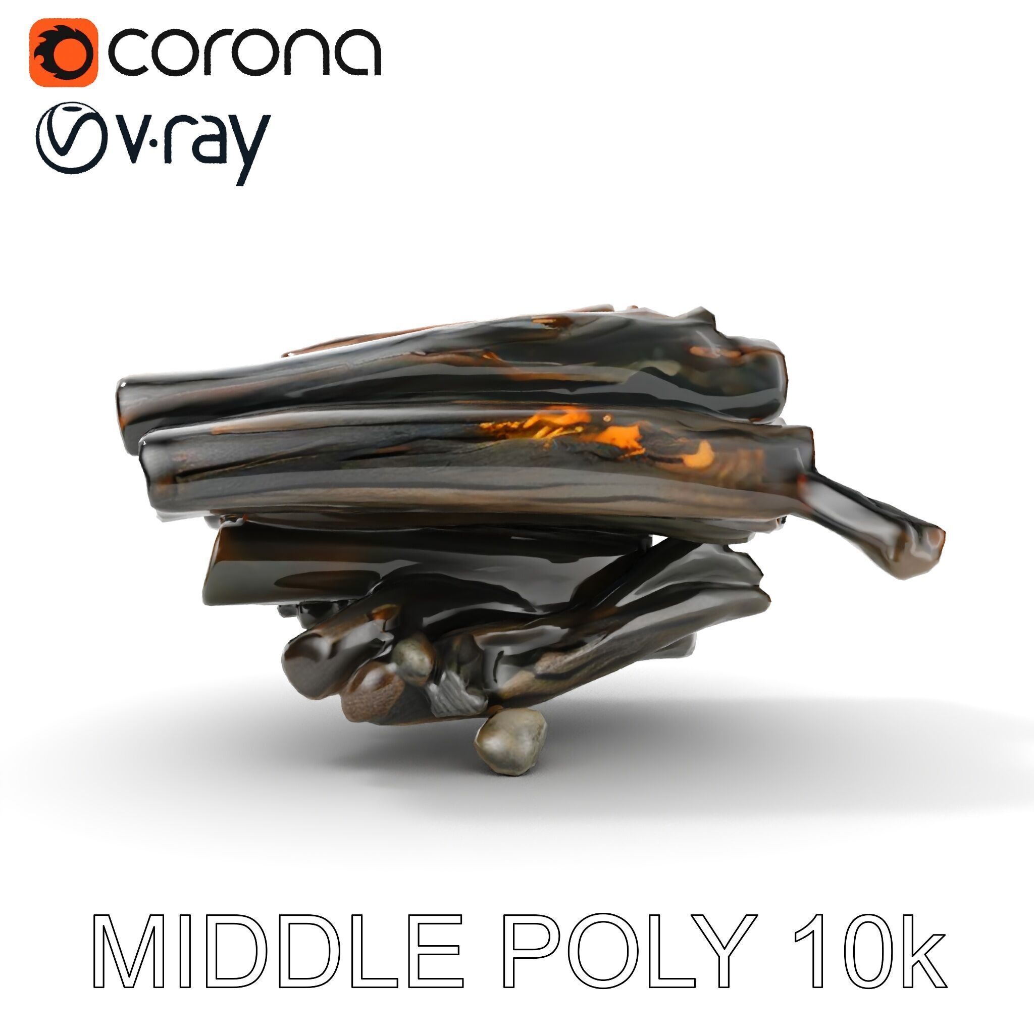 Burning Campfire Wood Model Pack for Realistic Environments Low-poly 3D model_10