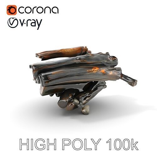 Burning Campfire Wood Model Pack for Realistic Environments Low-poly 3D model
