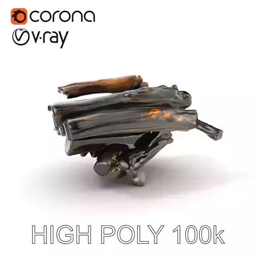Burning Campfire Wood Model Pack for Realistic Environments Low-poly 3D model