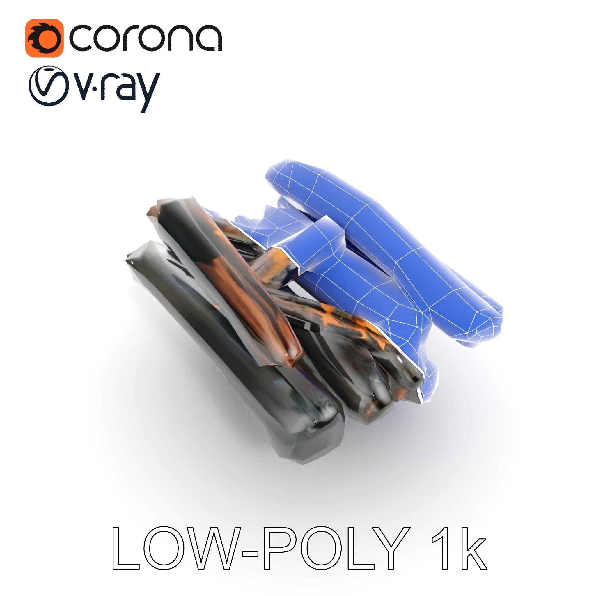 Burning Campfire Wood Model Pack for Realistic Environments Low-poly 3D model_26