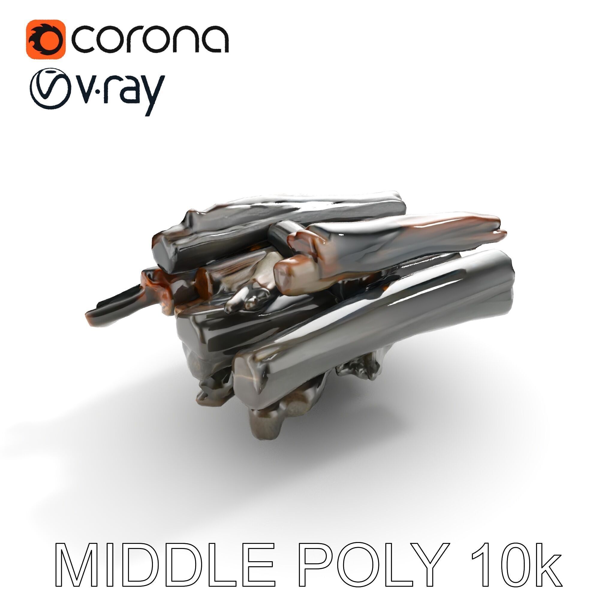 Burning Campfire Wood Model Pack for Realistic Environments Low-poly 3D model_6