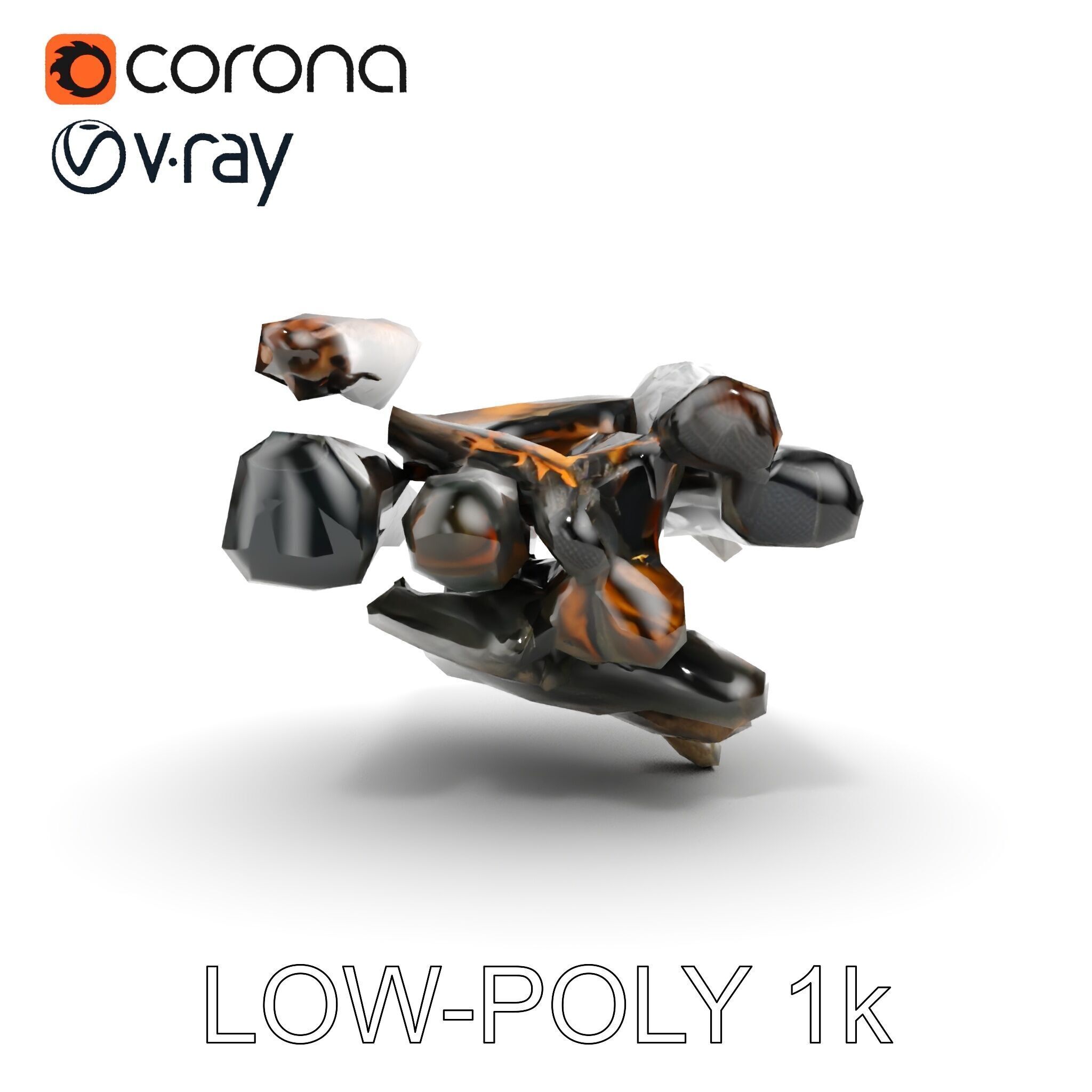 Burning Campfire Wood Model Pack for Realistic Environments Low-poly 3D model_14