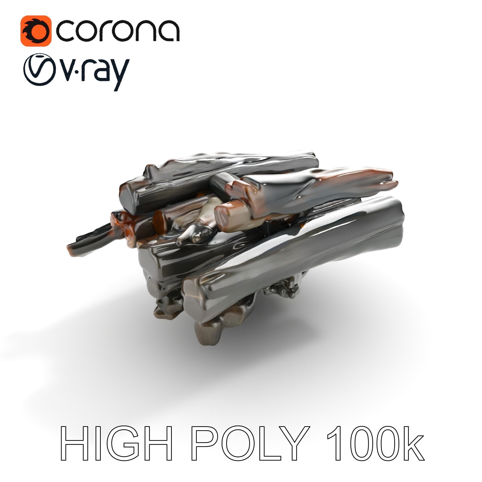 Burning Campfire Wood Model Pack for Realistic Environments Low-poly 3D model_12