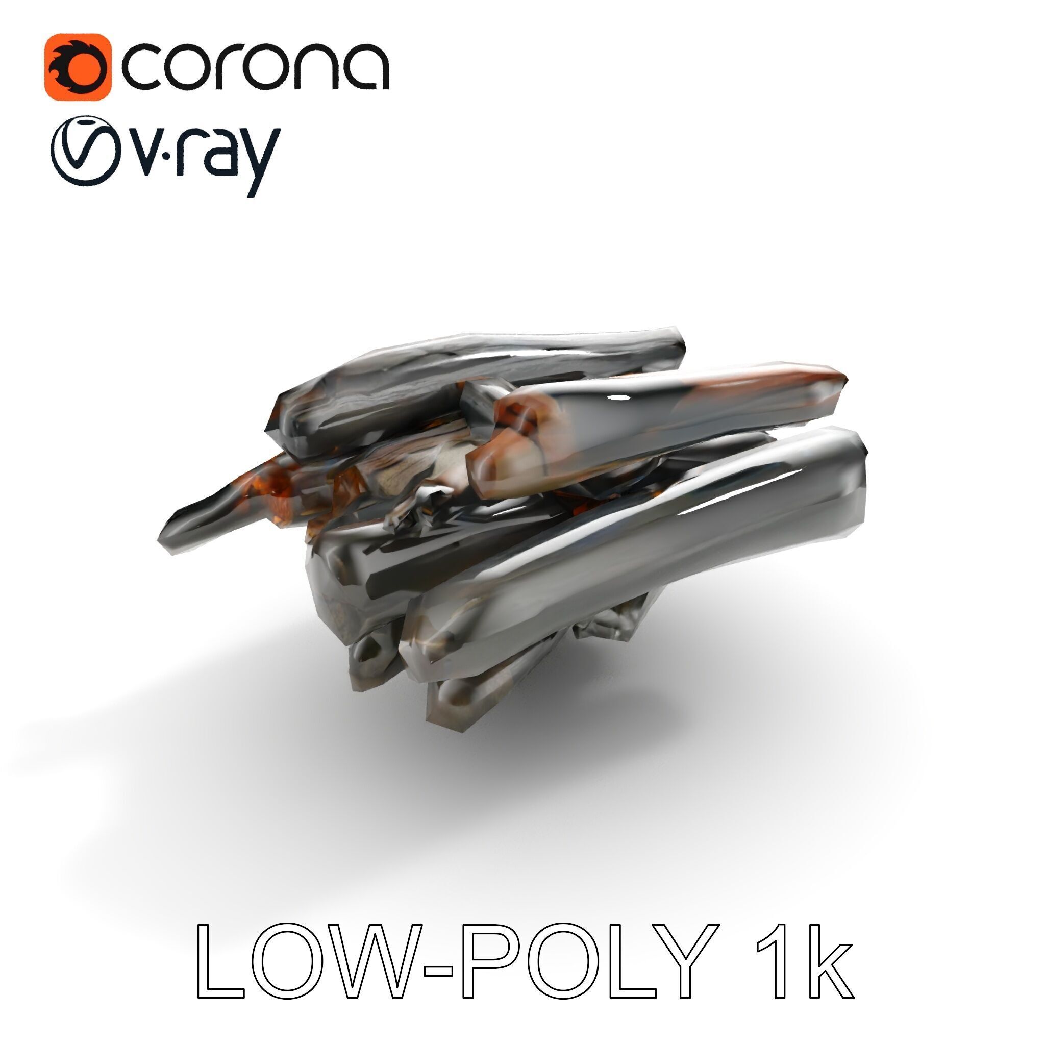 Burning Campfire Wood Model Pack for Realistic Environments Low-poly 3D model_9