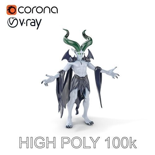 Demonic Warrior Character Model with Horns  Rigged and Animated Low-poly 3D model