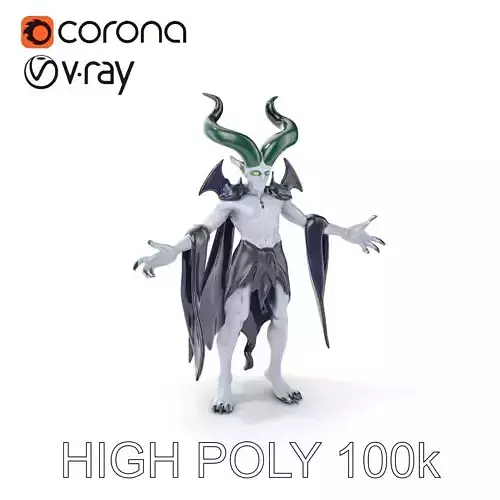 Demonic Warrior Character Model with Horns  Rigged and Animated