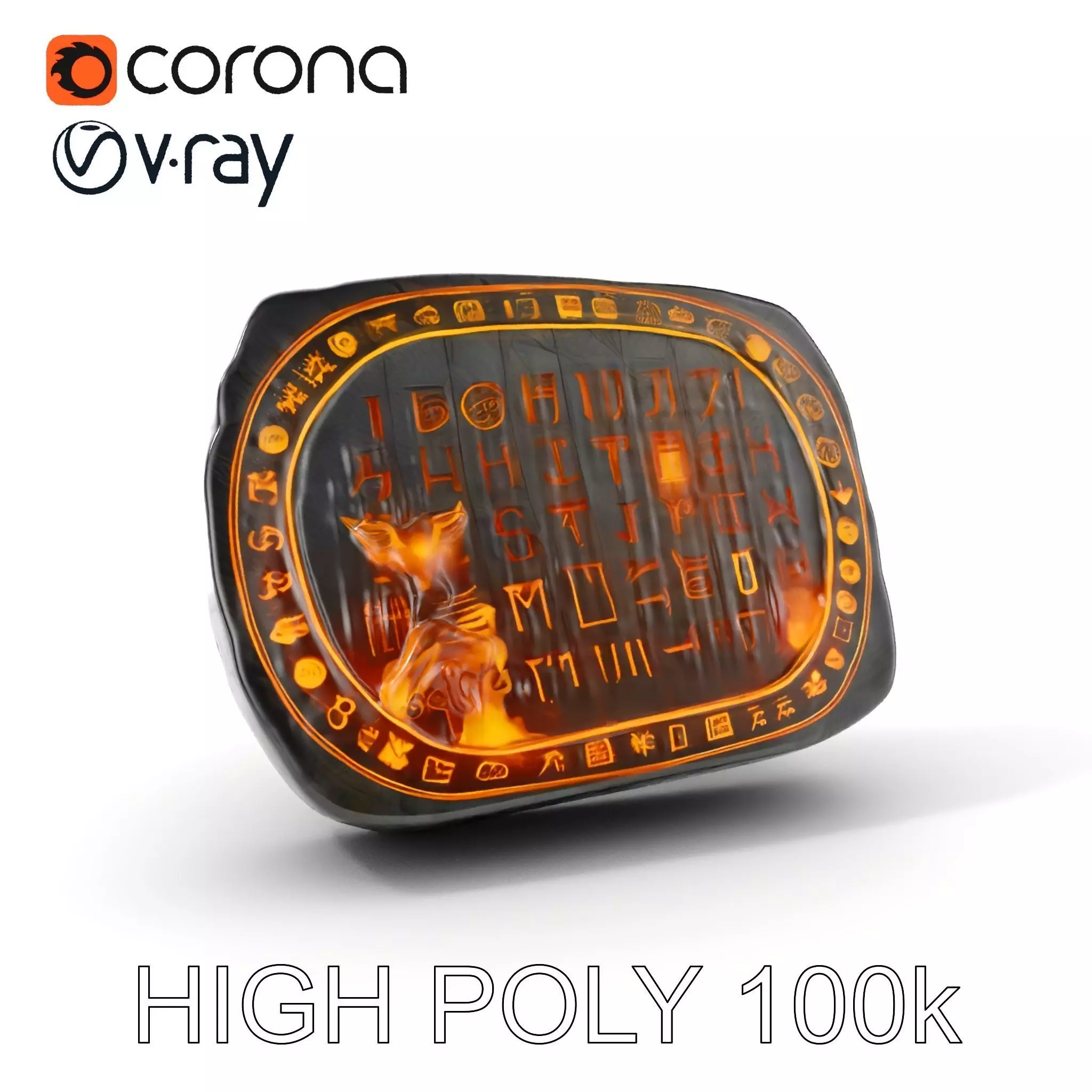 Ancient Rune Stone with Glowing Symbols Model Pack Low-poly 3D model_0