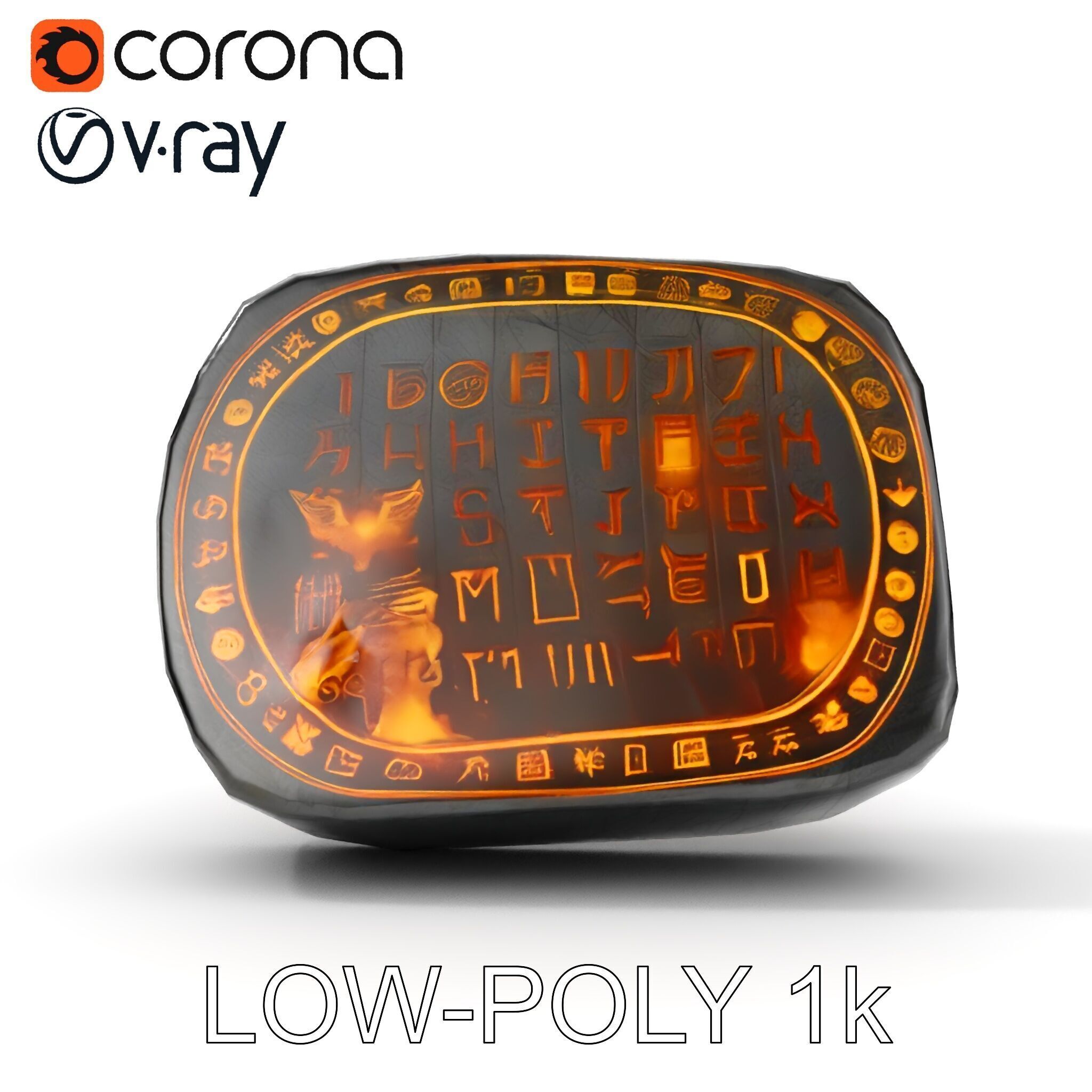 Ancient Rune Stone with Glowing Symbols Model Pack Low-poly 3D model_12