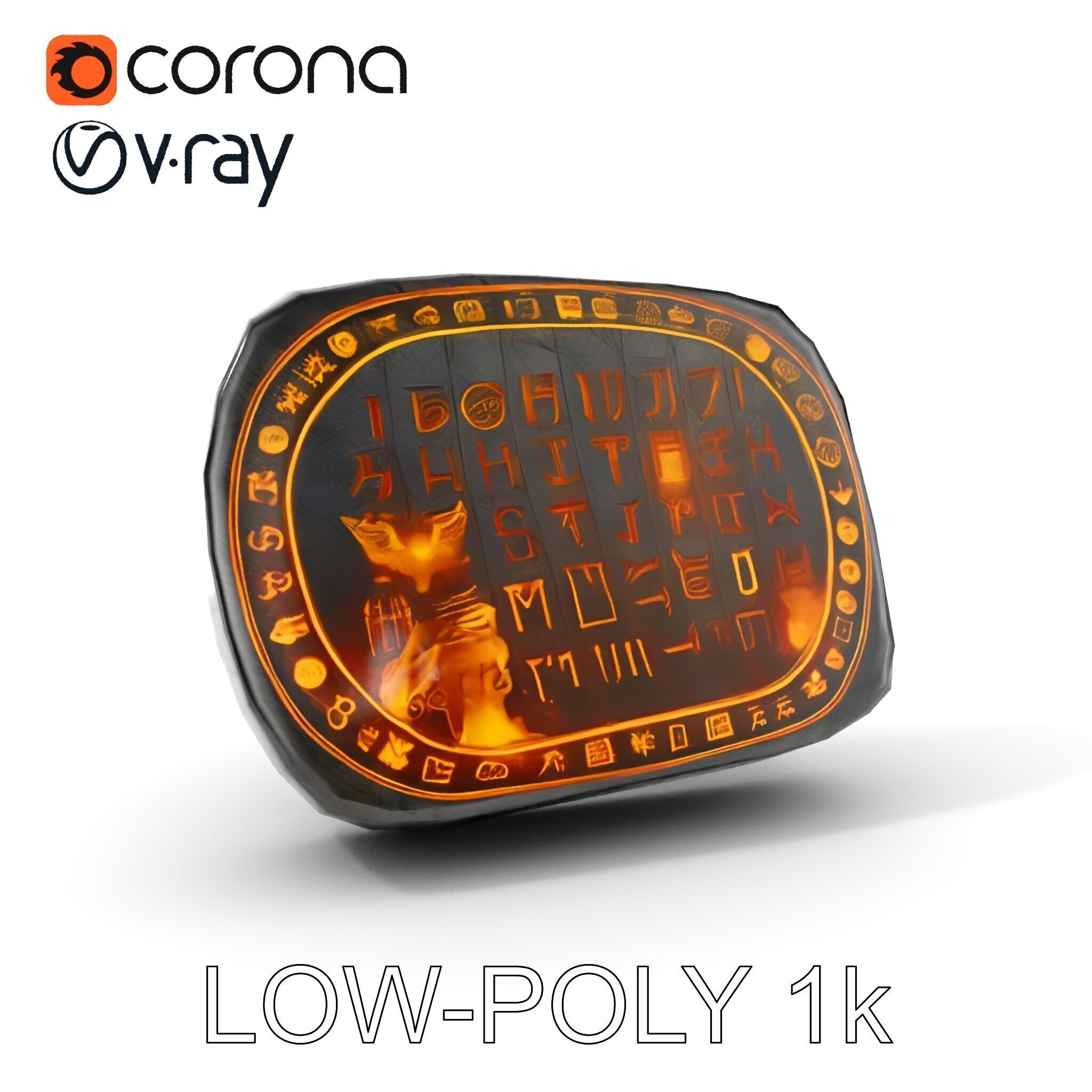 Ancient Rune Stone with Glowing Symbols Model Pack Low-poly 3D model_9