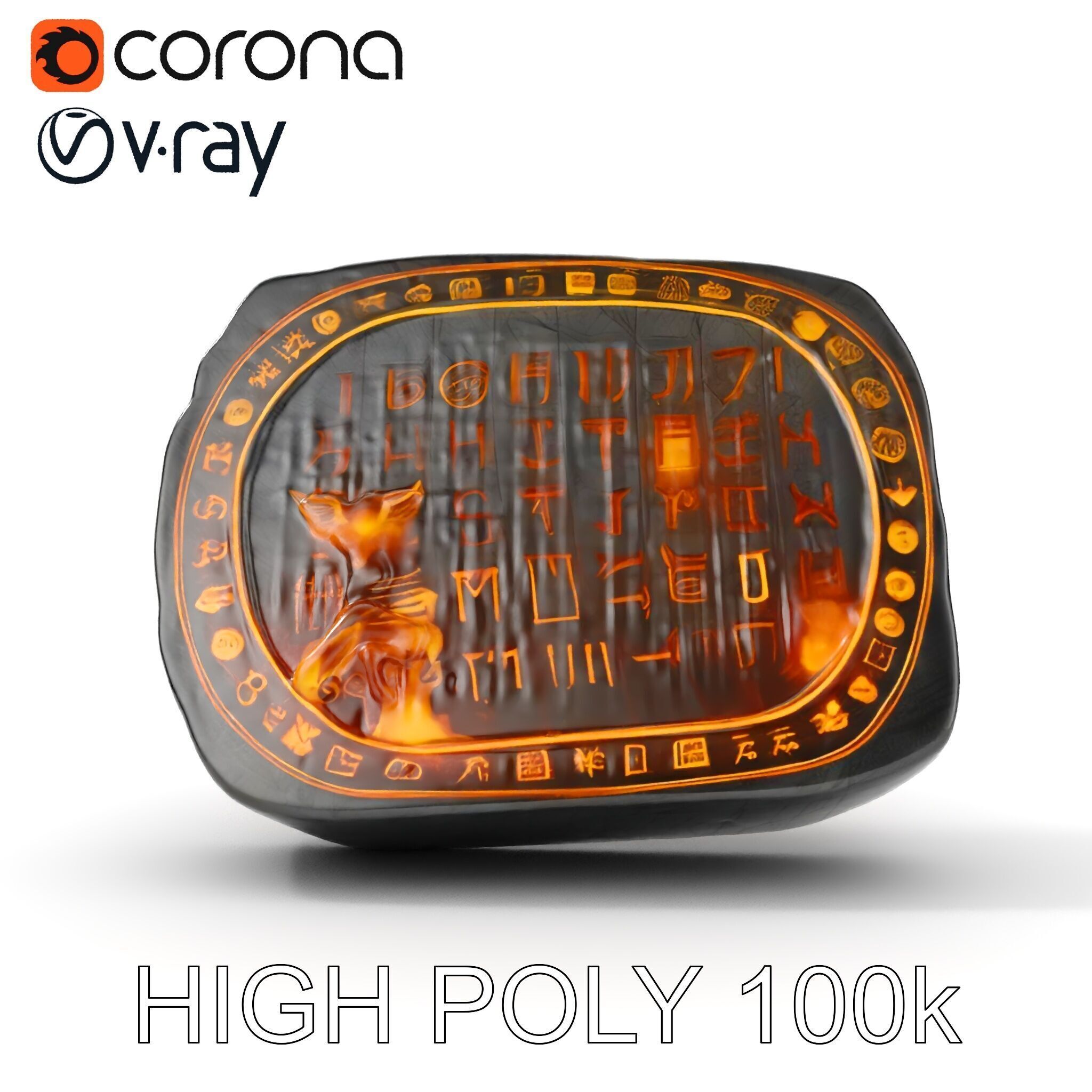 Ancient Rune Stone with Glowing Symbols Model Pack Low-poly 3D model_21