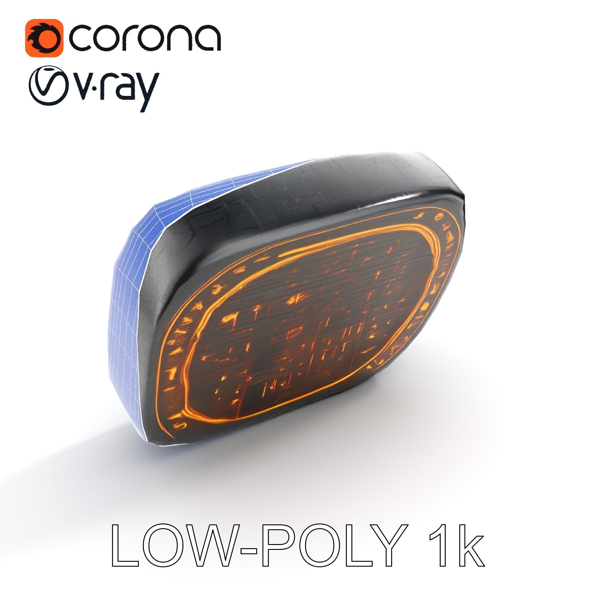 Ancient Rune Stone with Glowing Symbols Model Pack Low-poly 3D model_20