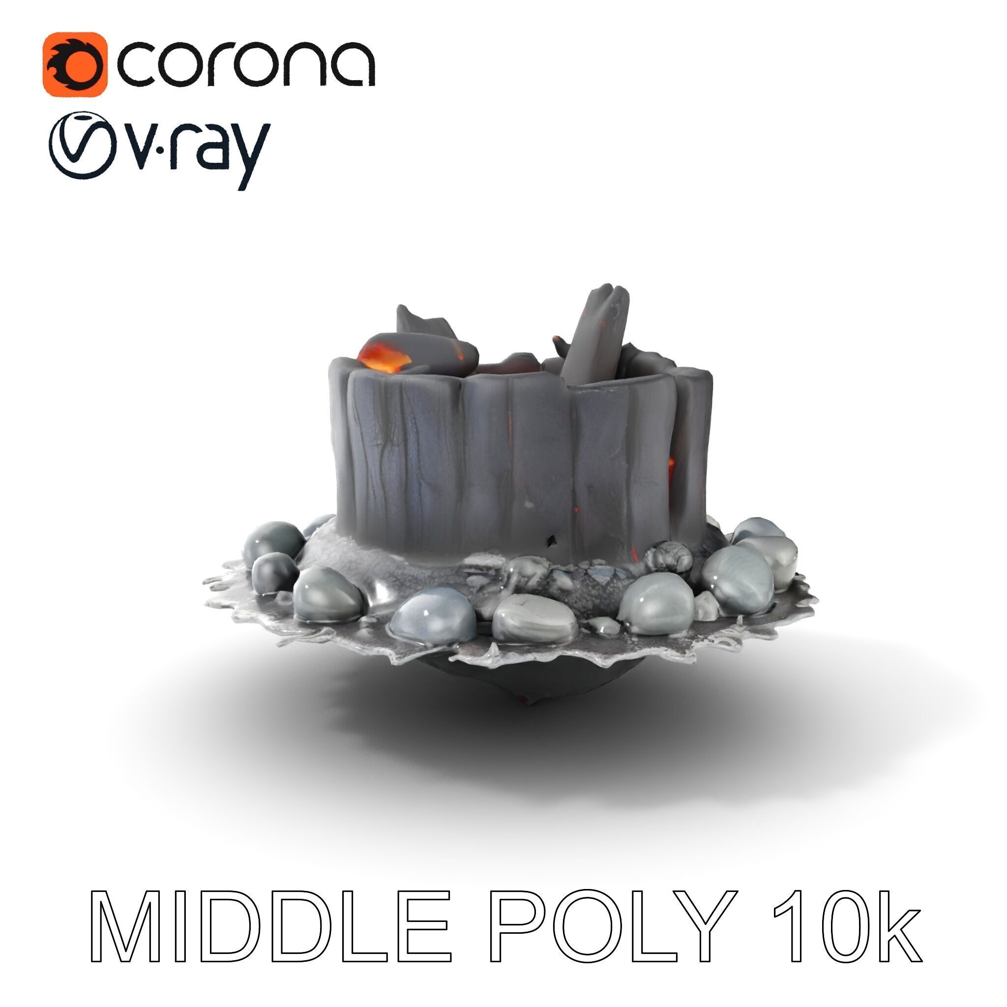 Campfire and Logs Model Pack for Realistic Virtual Environments Low-poly 3D model_12
