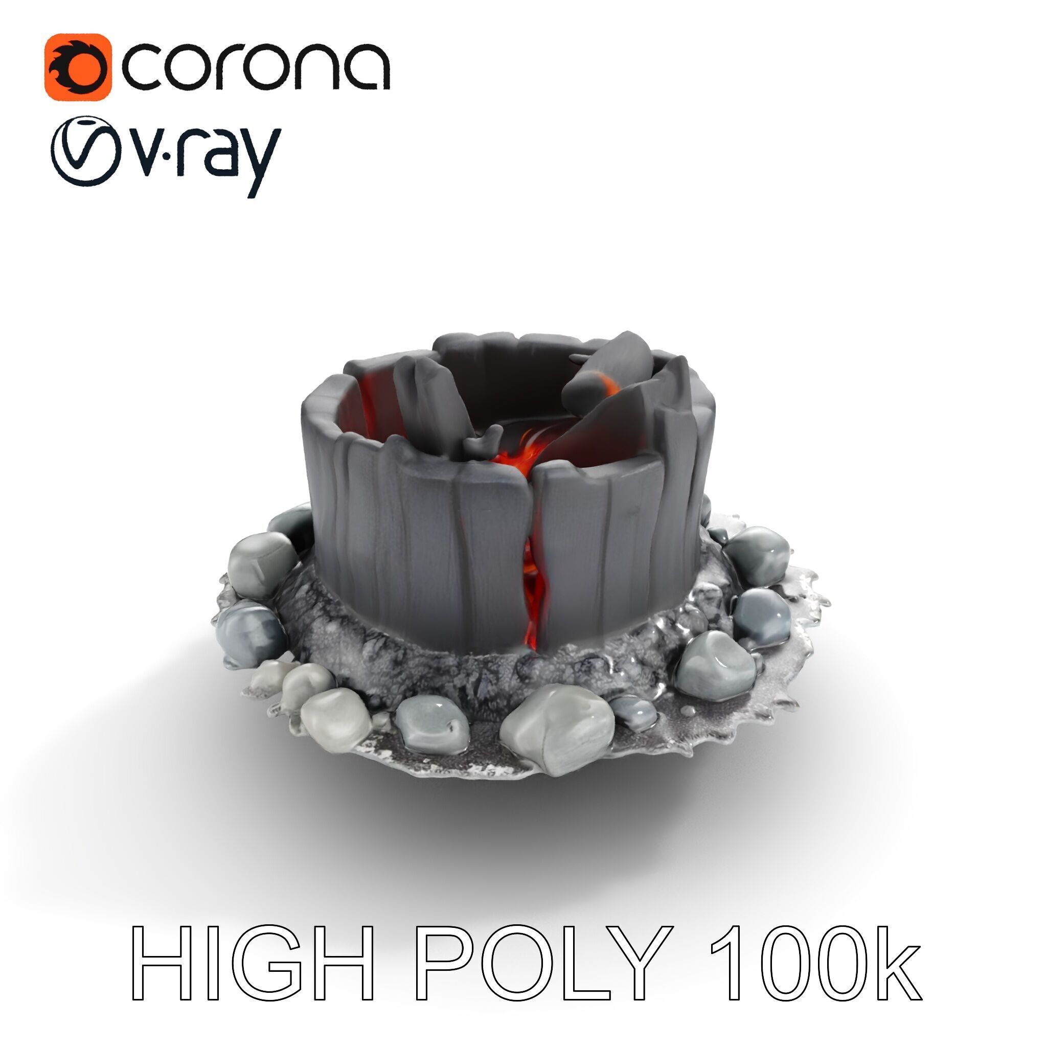 Campfire and Logs Model Pack for Realistic Virtual Environments Low-poly 3D model_17