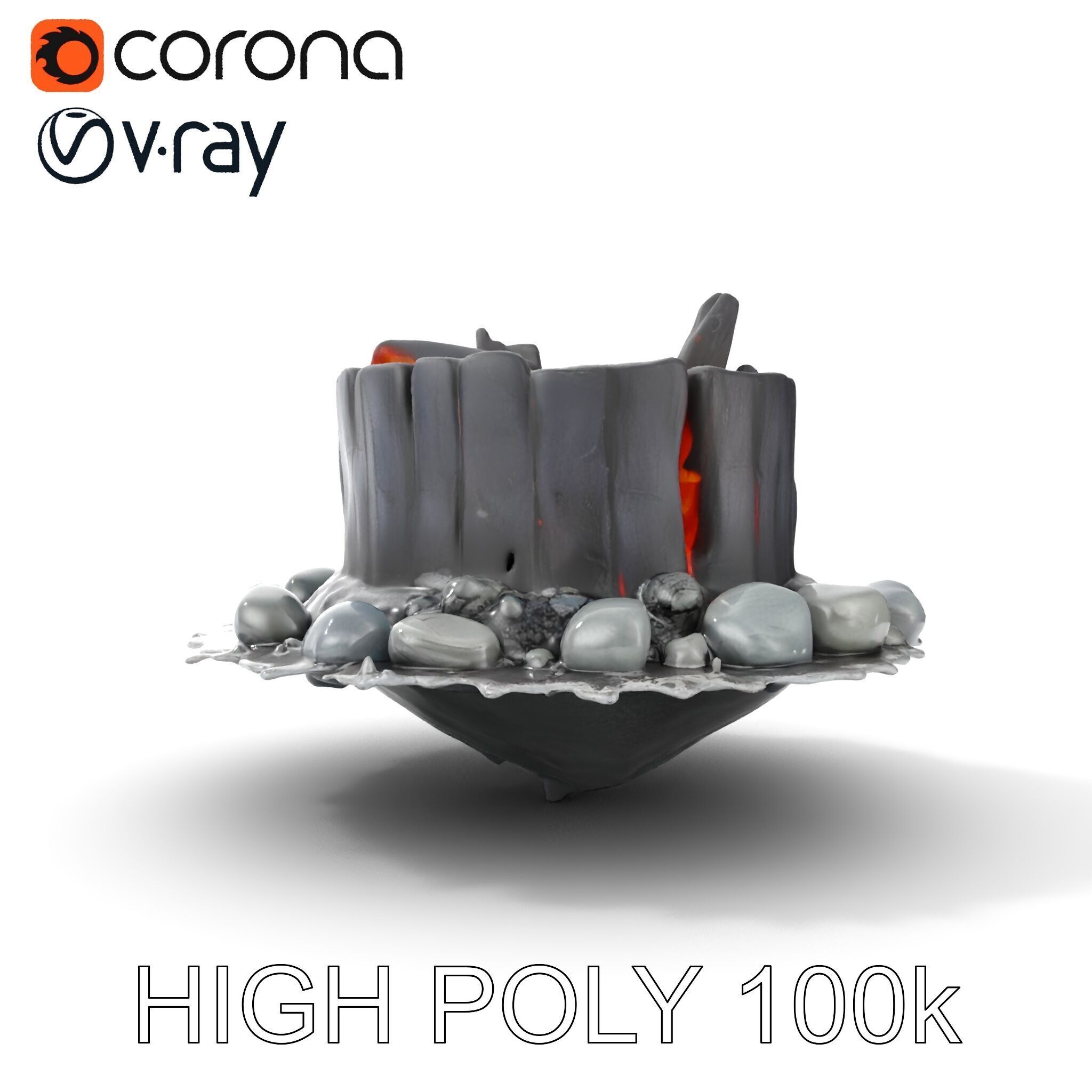 Campfire and Logs Model Pack for Realistic Virtual Environments Low-poly 3D model_26