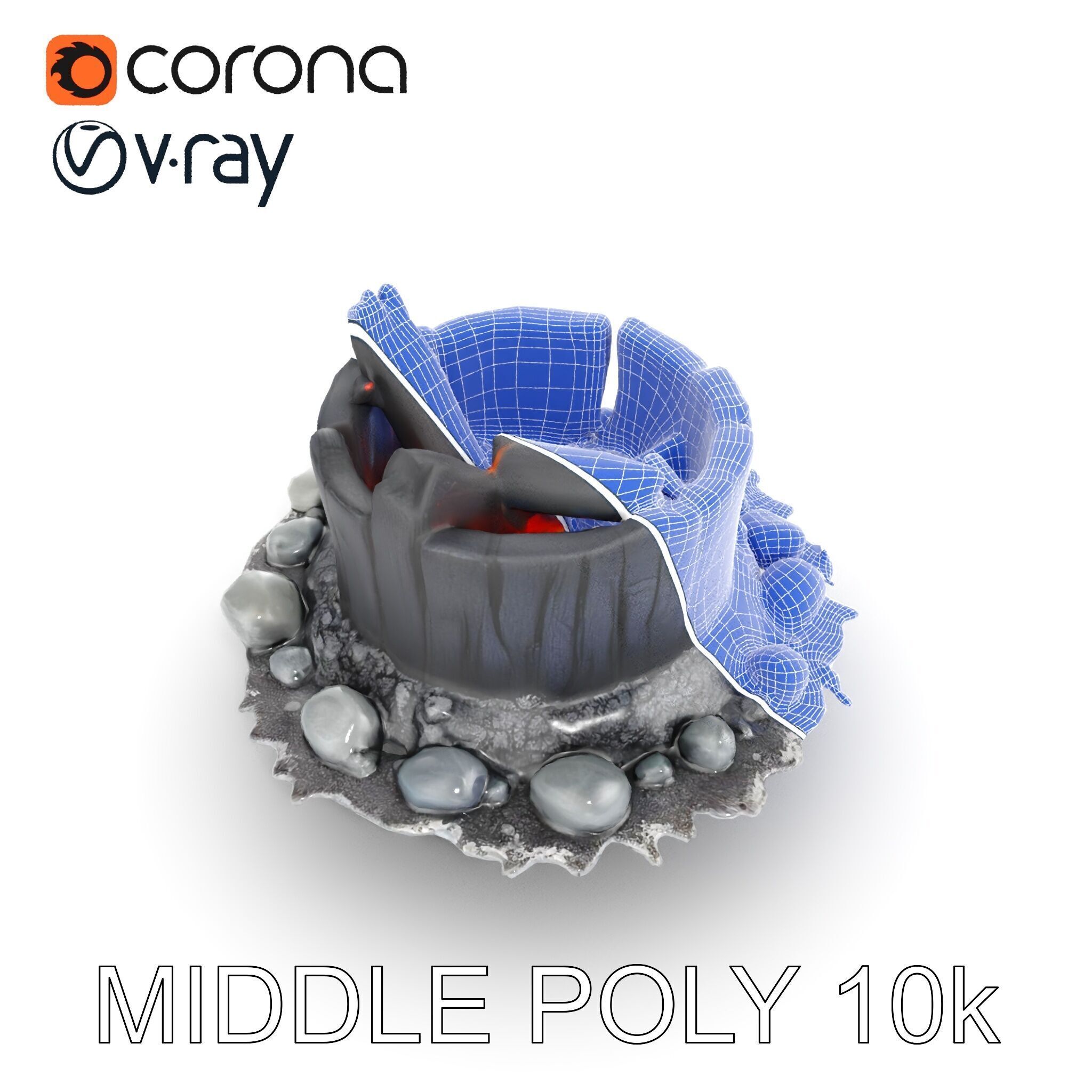 Campfire and Logs Model Pack for Realistic Virtual Environments Low-poly 3D model_21