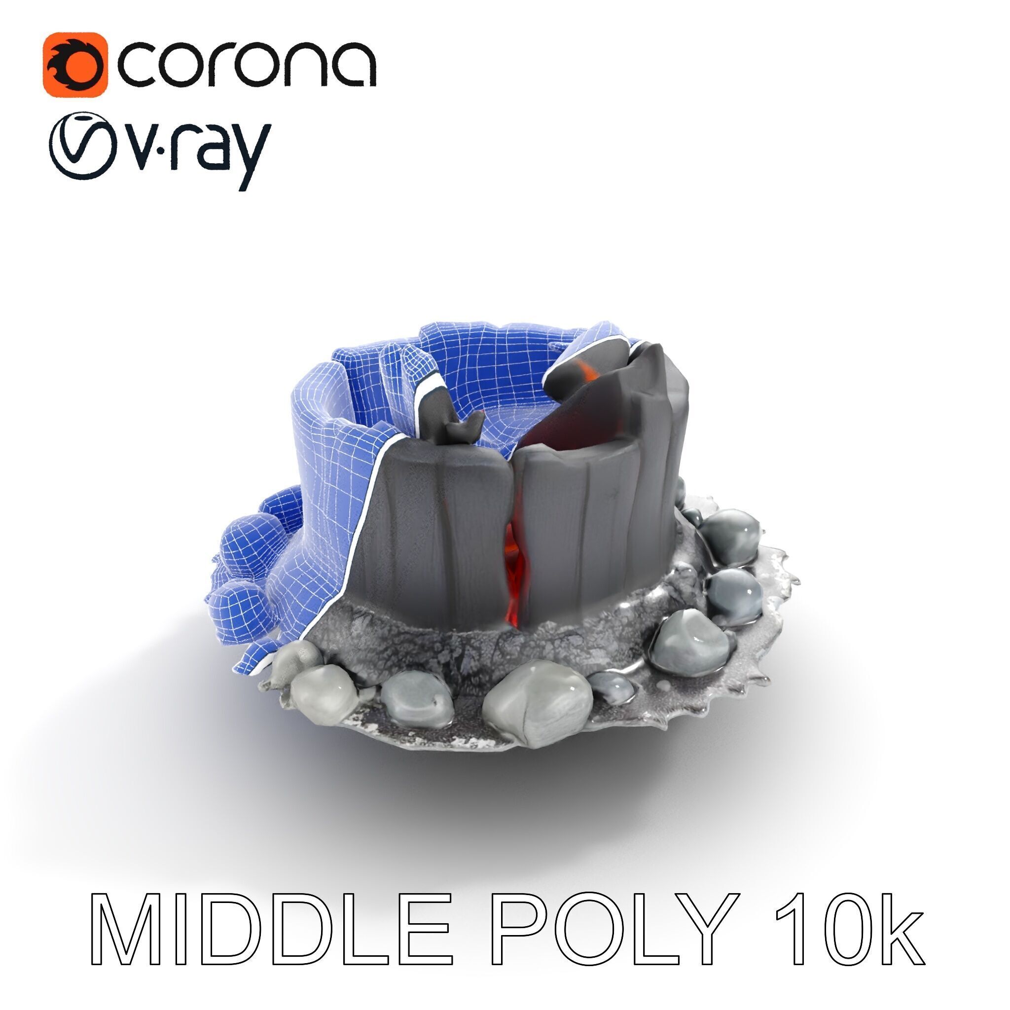 Campfire and Logs Model Pack for Realistic Virtual Environments Low-poly 3D model_10