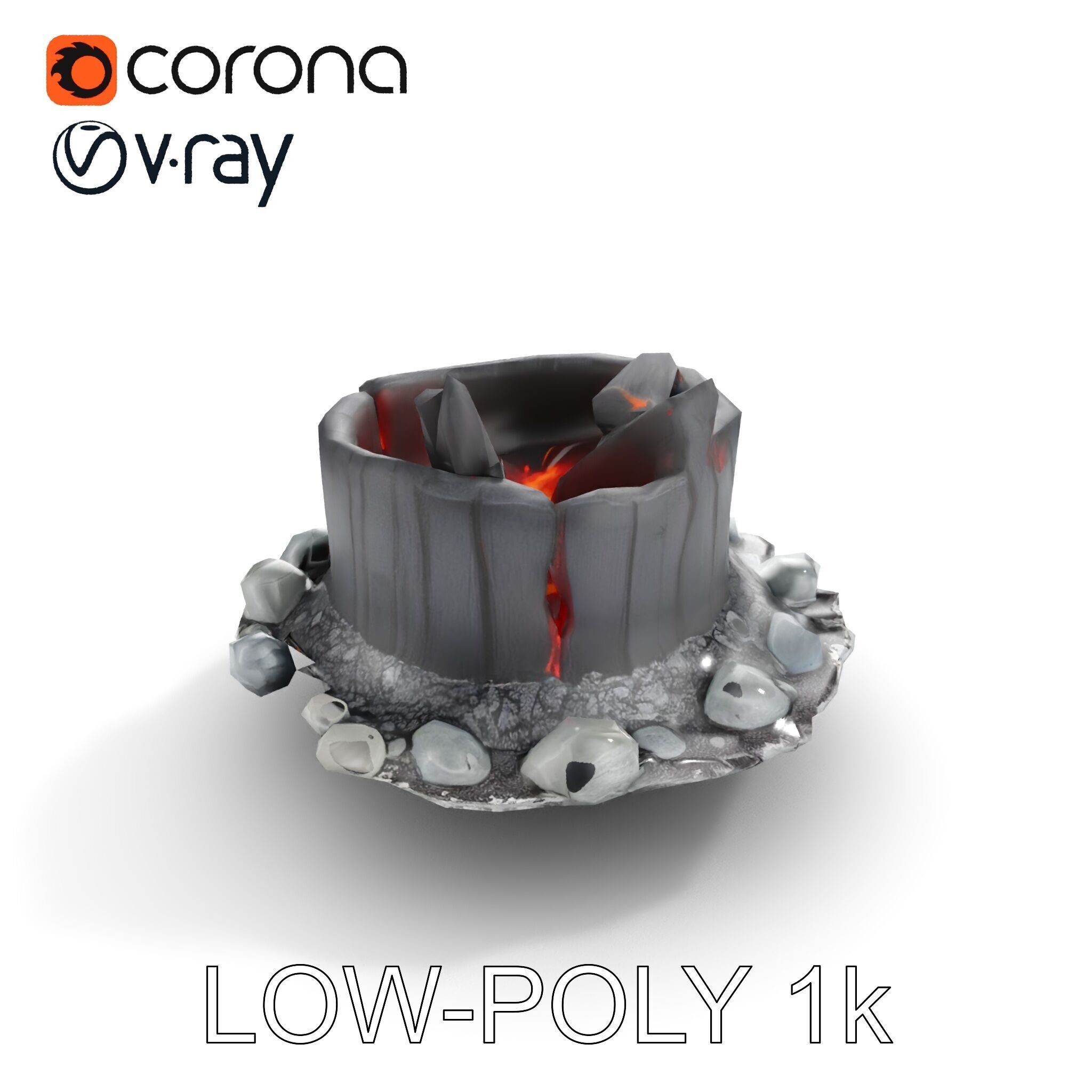 Campfire and Logs Model Pack for Realistic Virtual Environments Low-poly 3D model_9