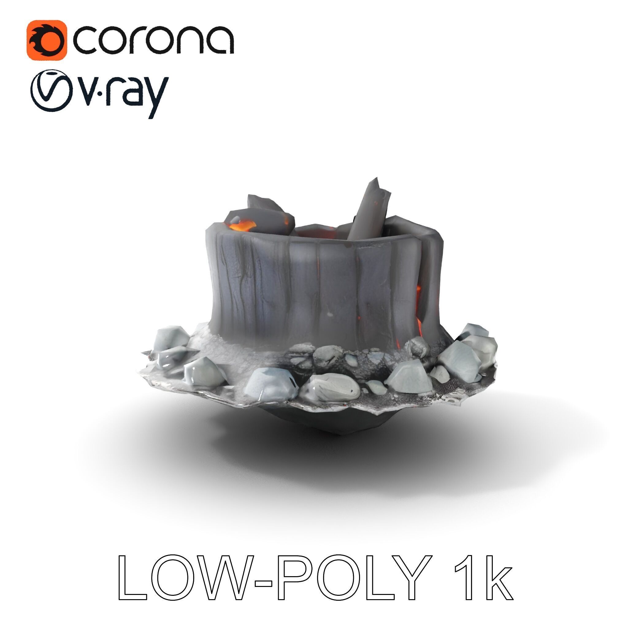 Campfire and Logs Model Pack for Realistic Virtual Environments Low-poly 3D model_7