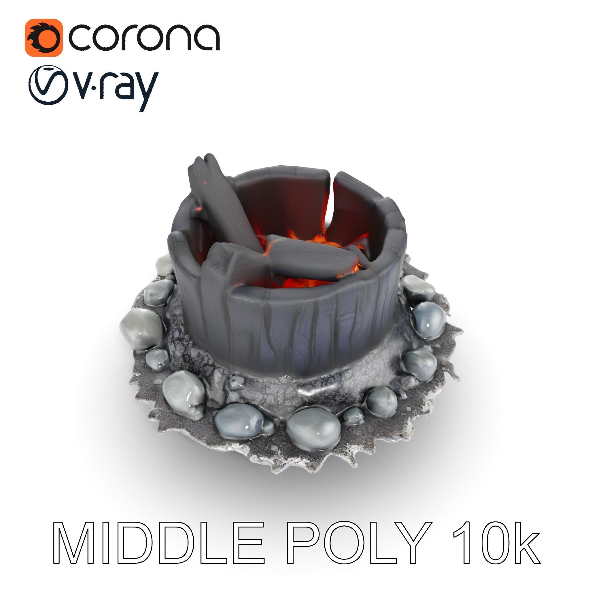 Campfire and Logs Model Pack for Realistic Virtual Environments Low-poly 3D model_24