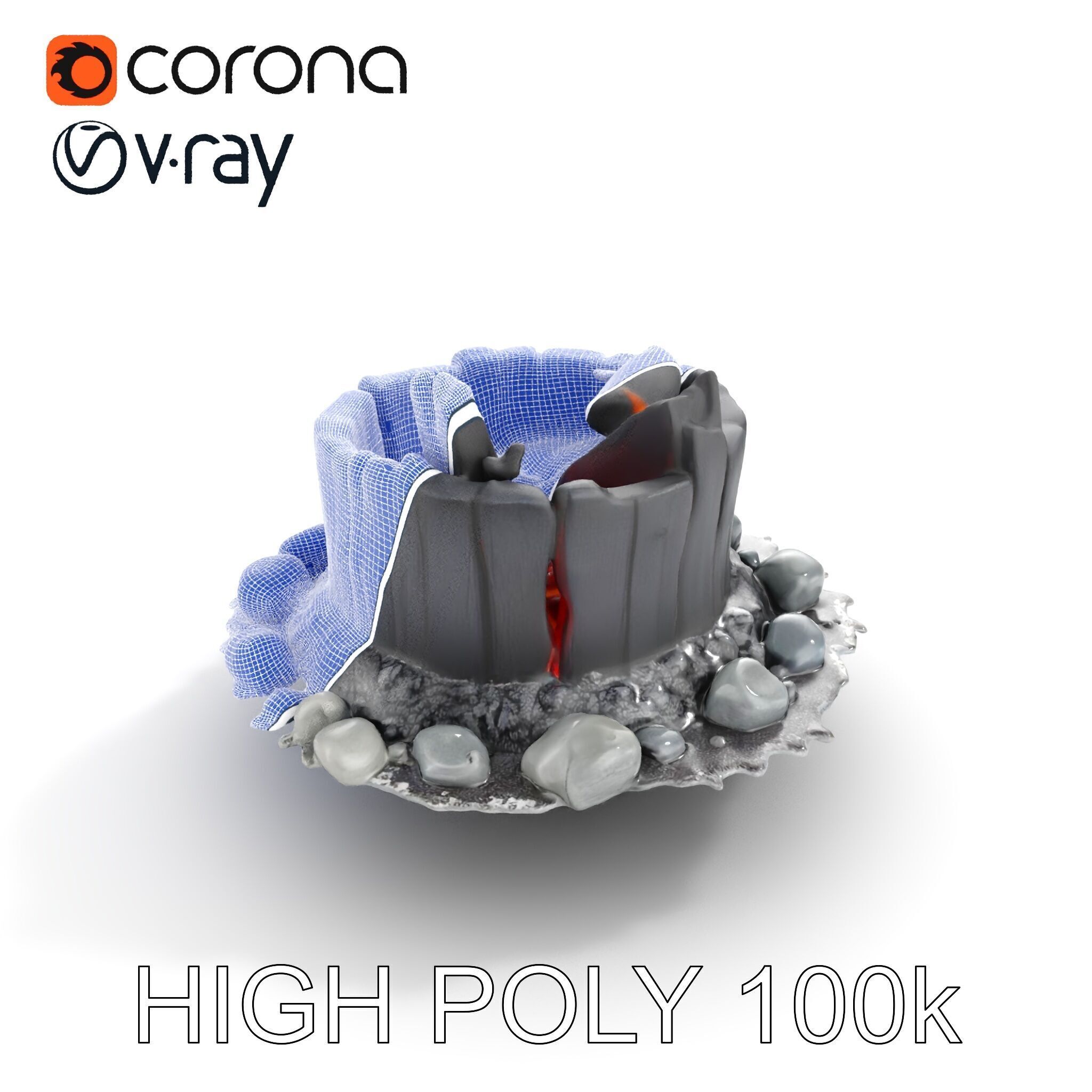 Campfire and Logs Model Pack for Realistic Virtual Environments Low-poly 3D model_23