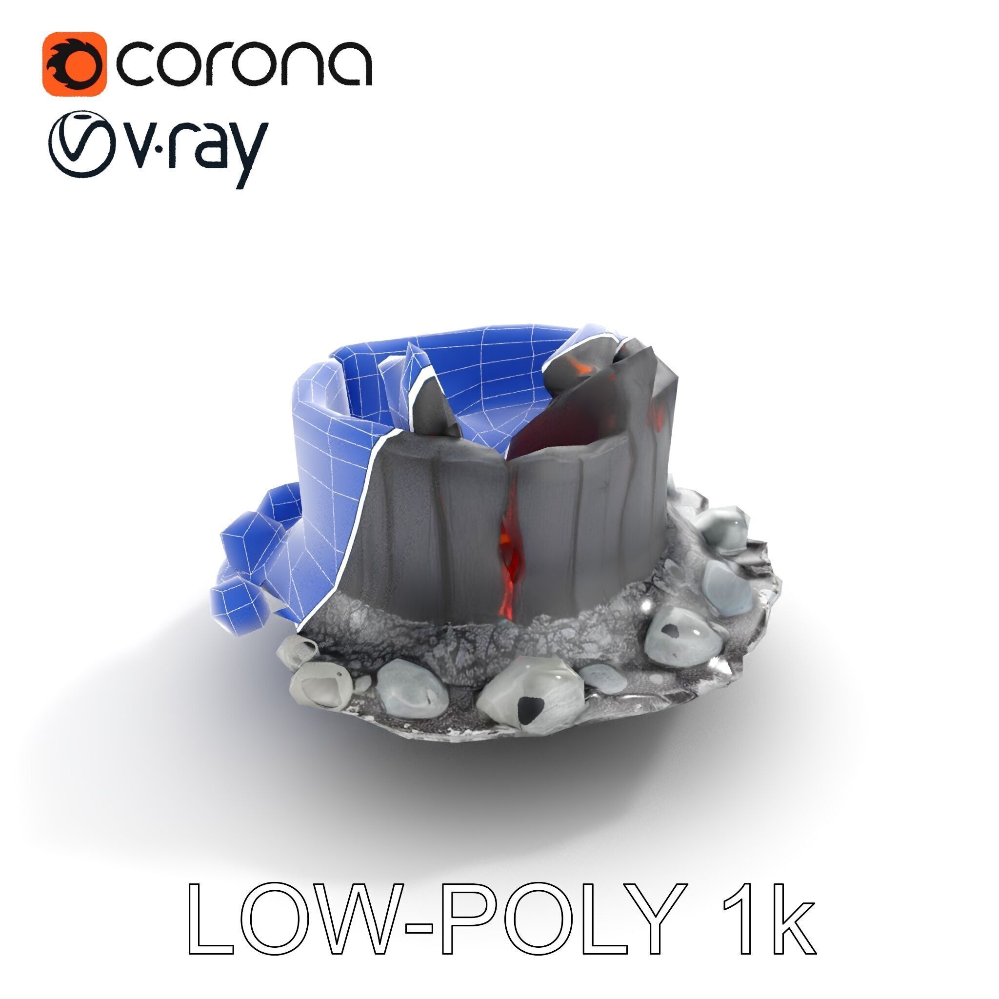 Campfire and Logs Model Pack for Realistic Virtual Environments Low-poly 3D model_22