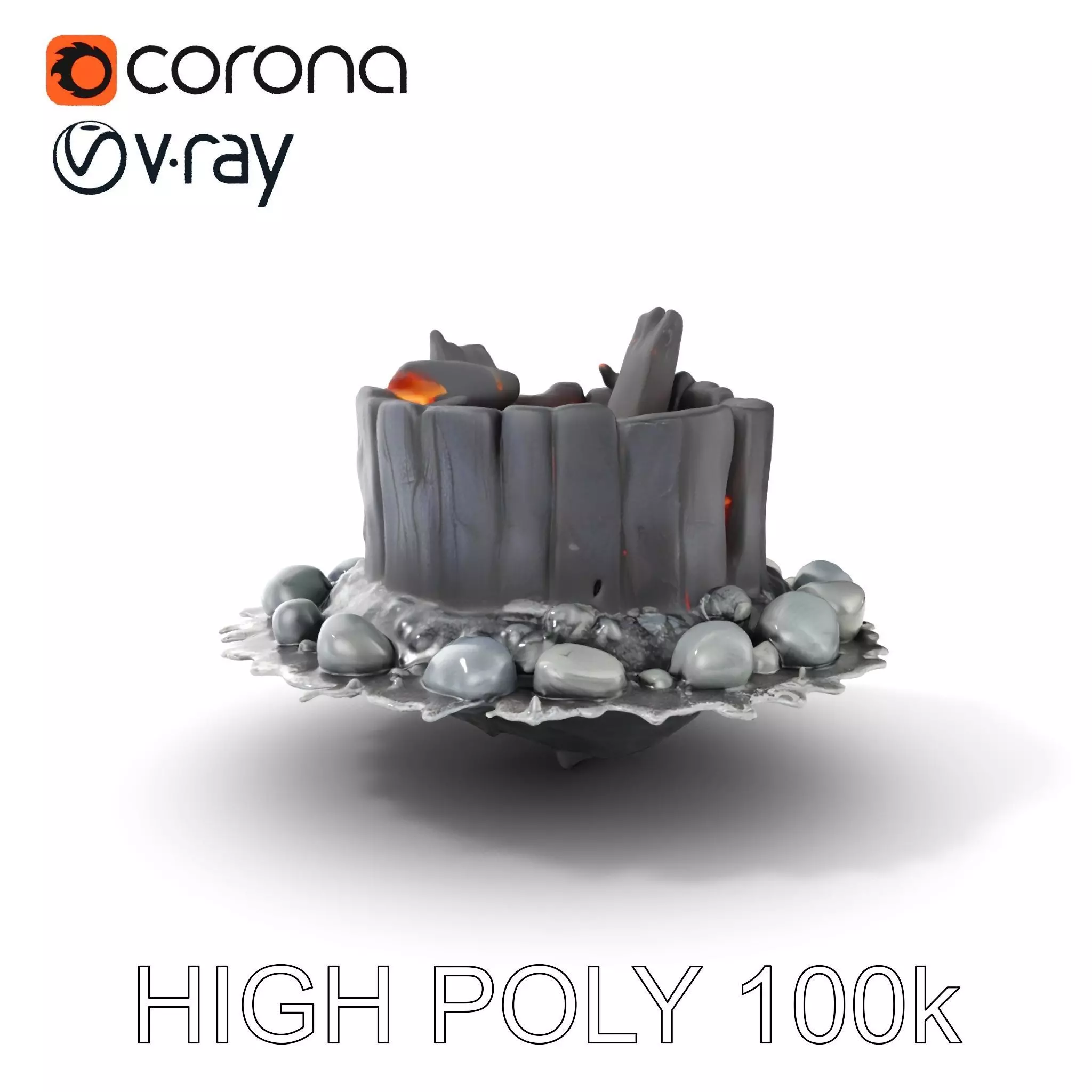 Campfire and Logs Model Pack for Realistic Virtual Environments Low-poly 3D model_0