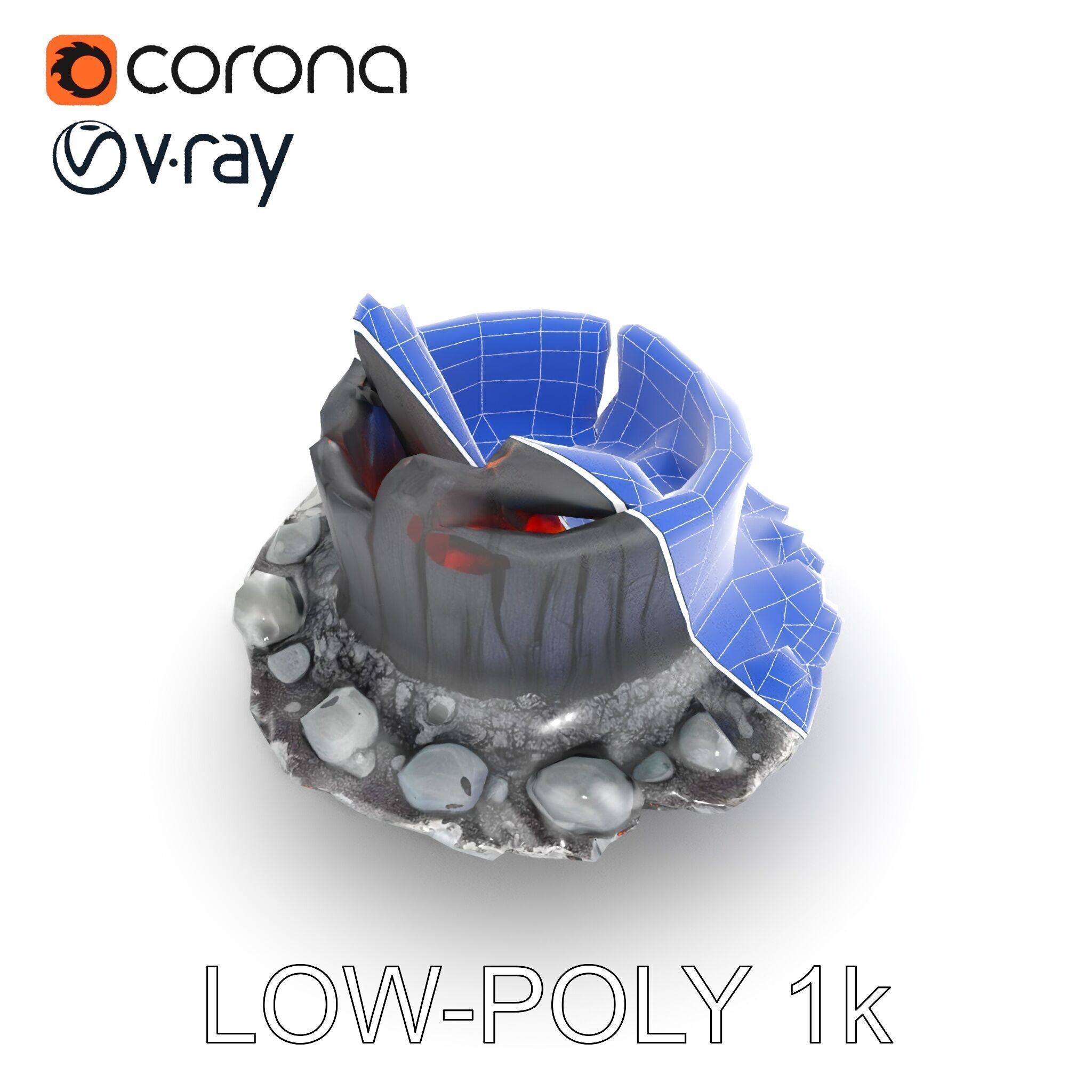 Campfire and Logs Model Pack for Realistic Virtual Environments Low-poly 3D model_31