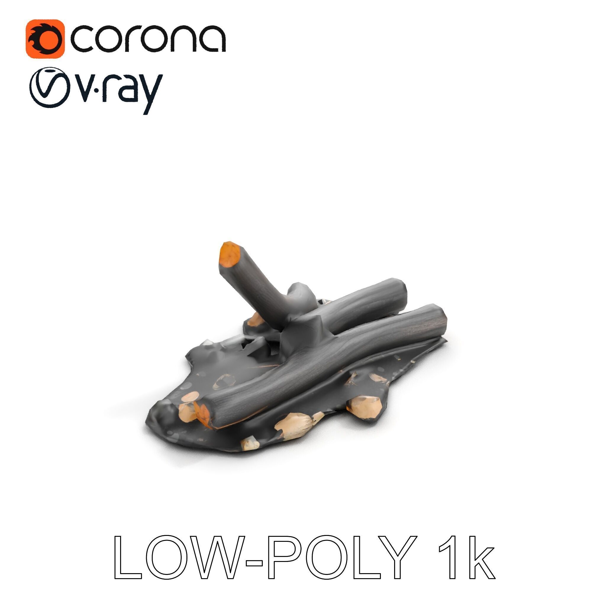 Charred Wood and Stones Model Pack for Realistic Environments Texture_7