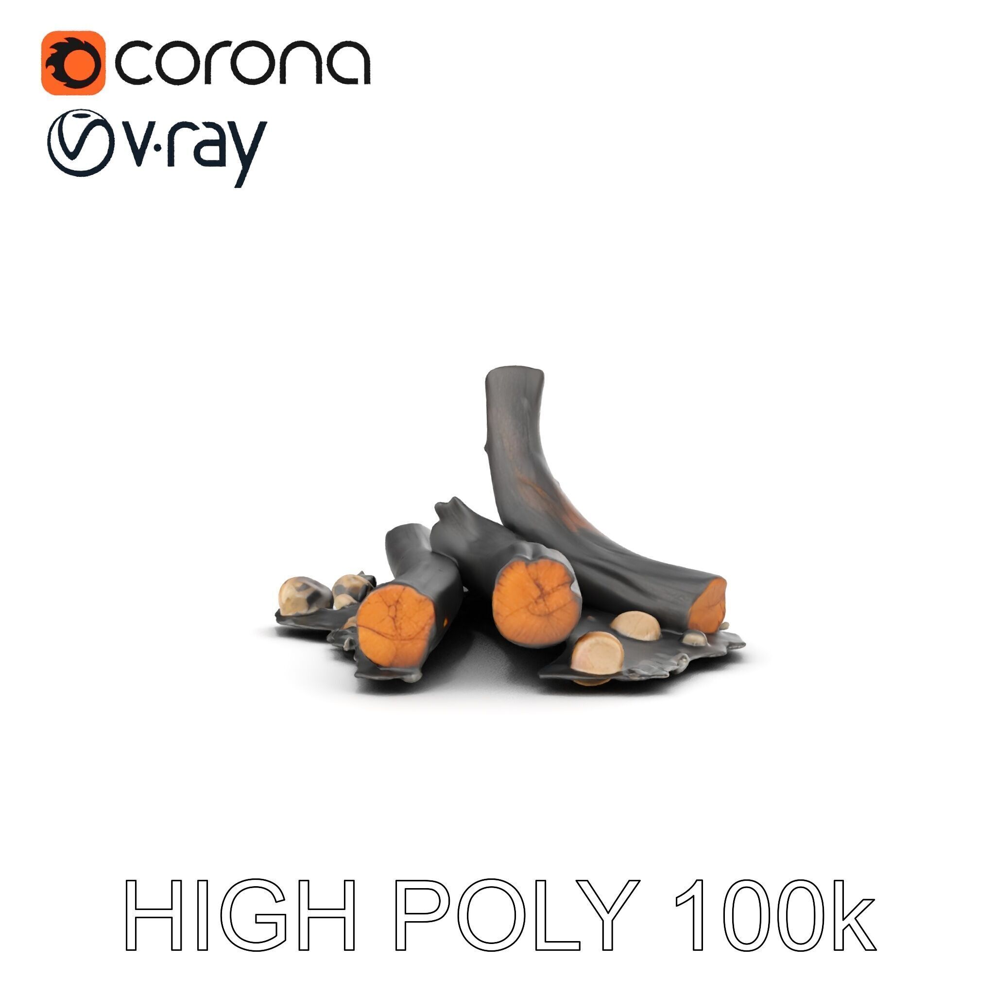 Charred Wood and Stones Model Pack for Realistic Environments Texture_13