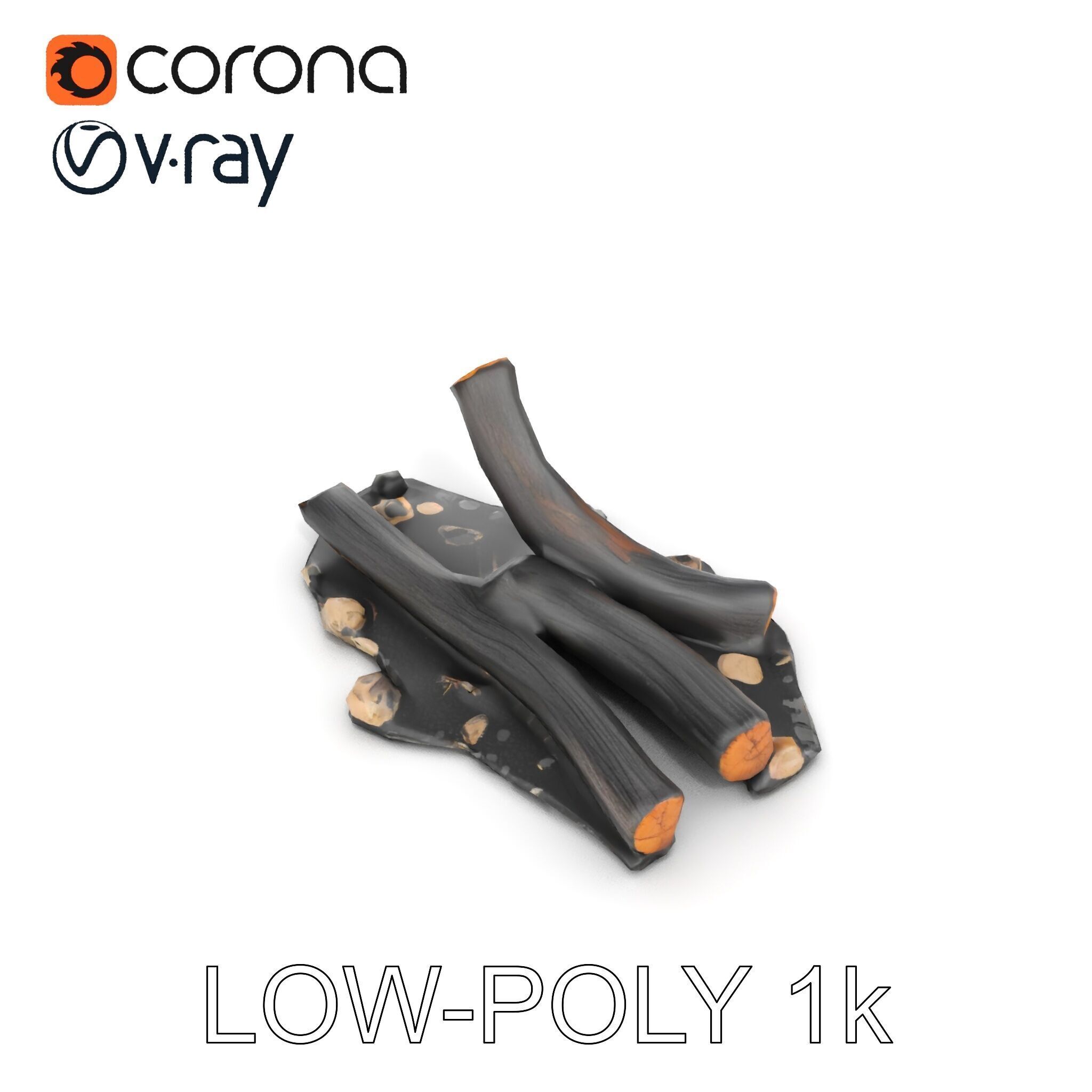 Charred Wood and Stones Model Pack for Realistic Environments Texture_15