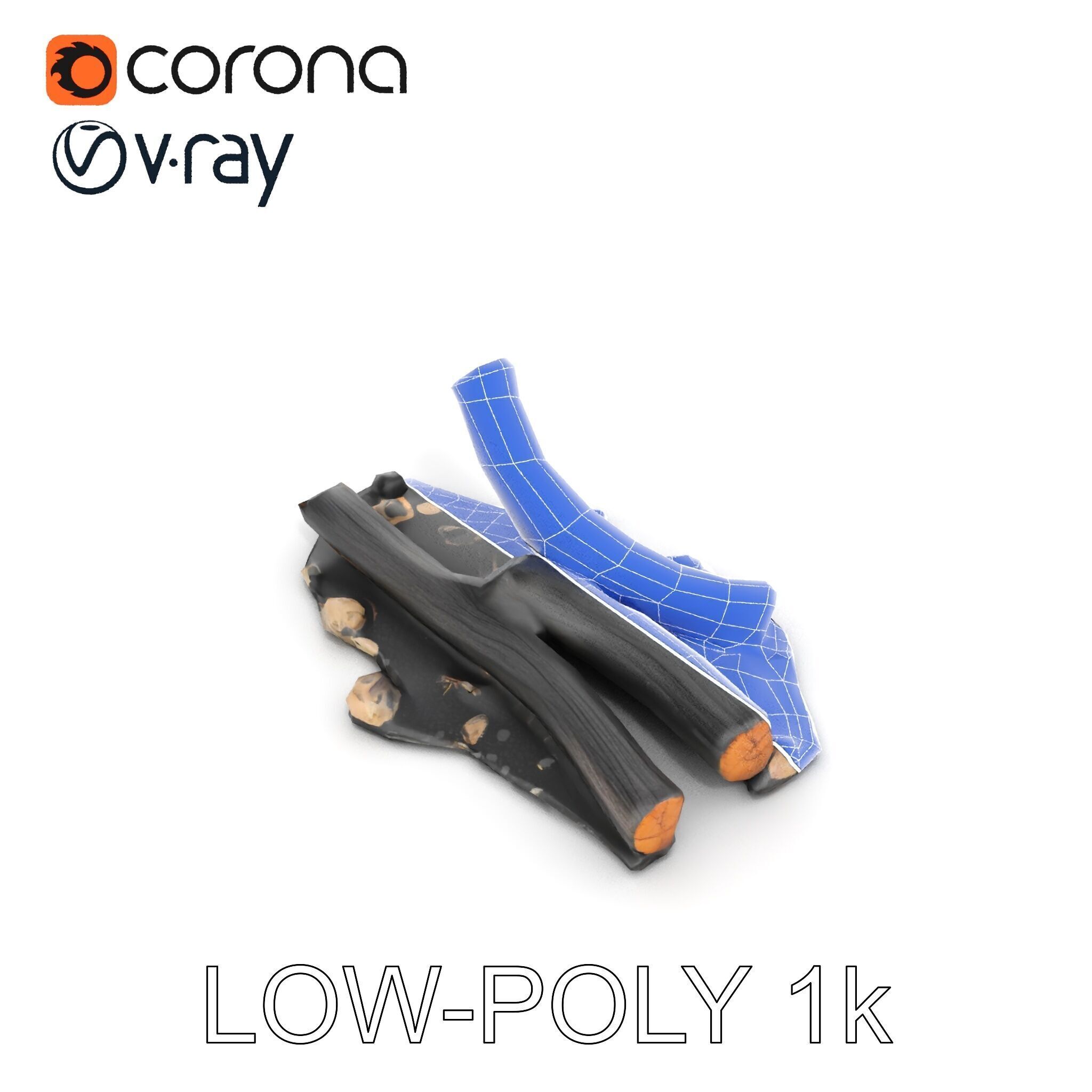 Charred Wood and Stones Model Pack for Realistic Environments Texture_18