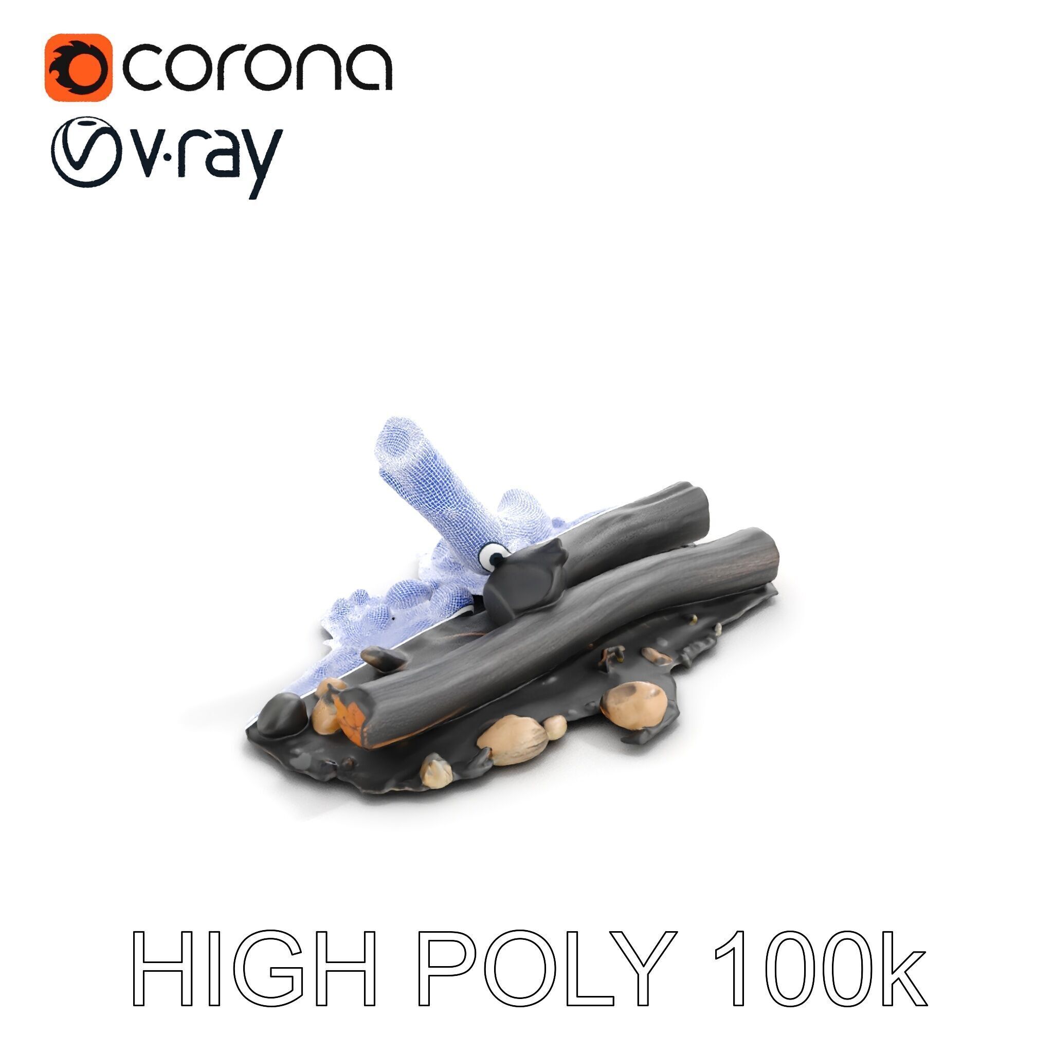 Charred Wood and Stones Model Pack for Realistic Environments Texture_16