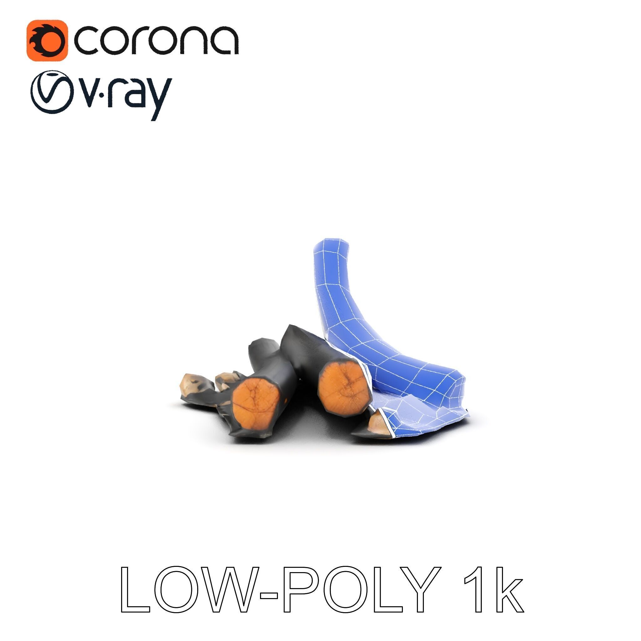 Charred Wood and Stones Model Pack for Realistic Environments Texture_12