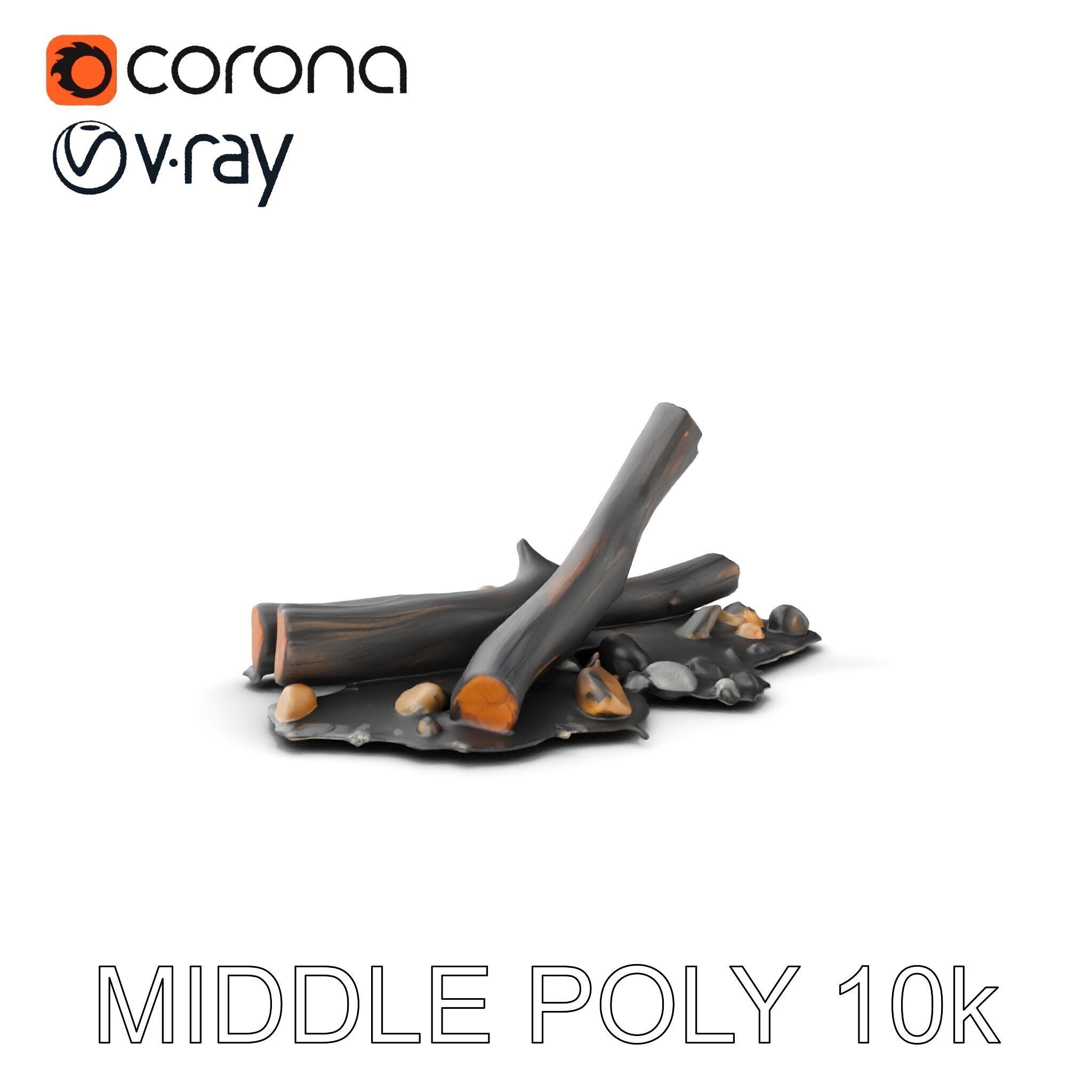 Charred Wood and Stones Model Pack for Realistic Environments Texture_8