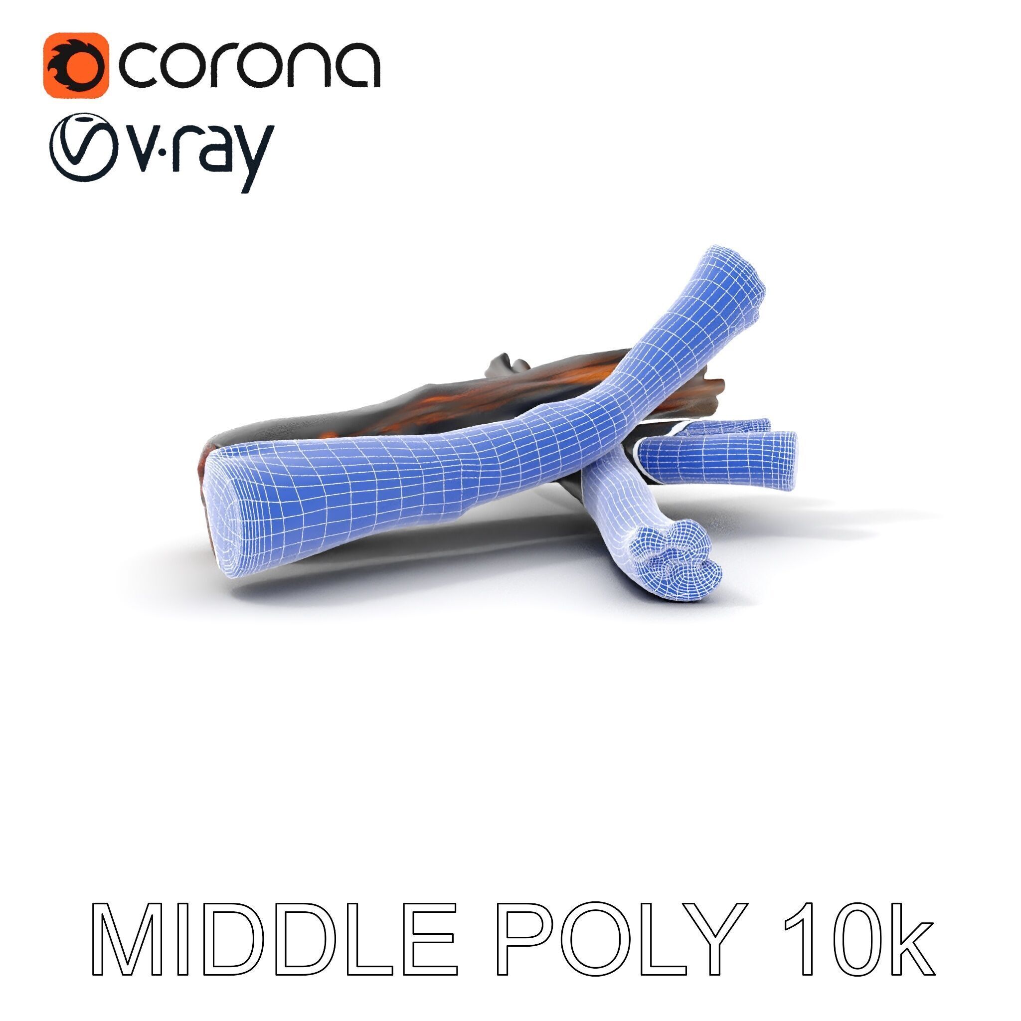 Campfire Setup Model Pack with Ash and Burnt Wood Low-poly 3D model_11