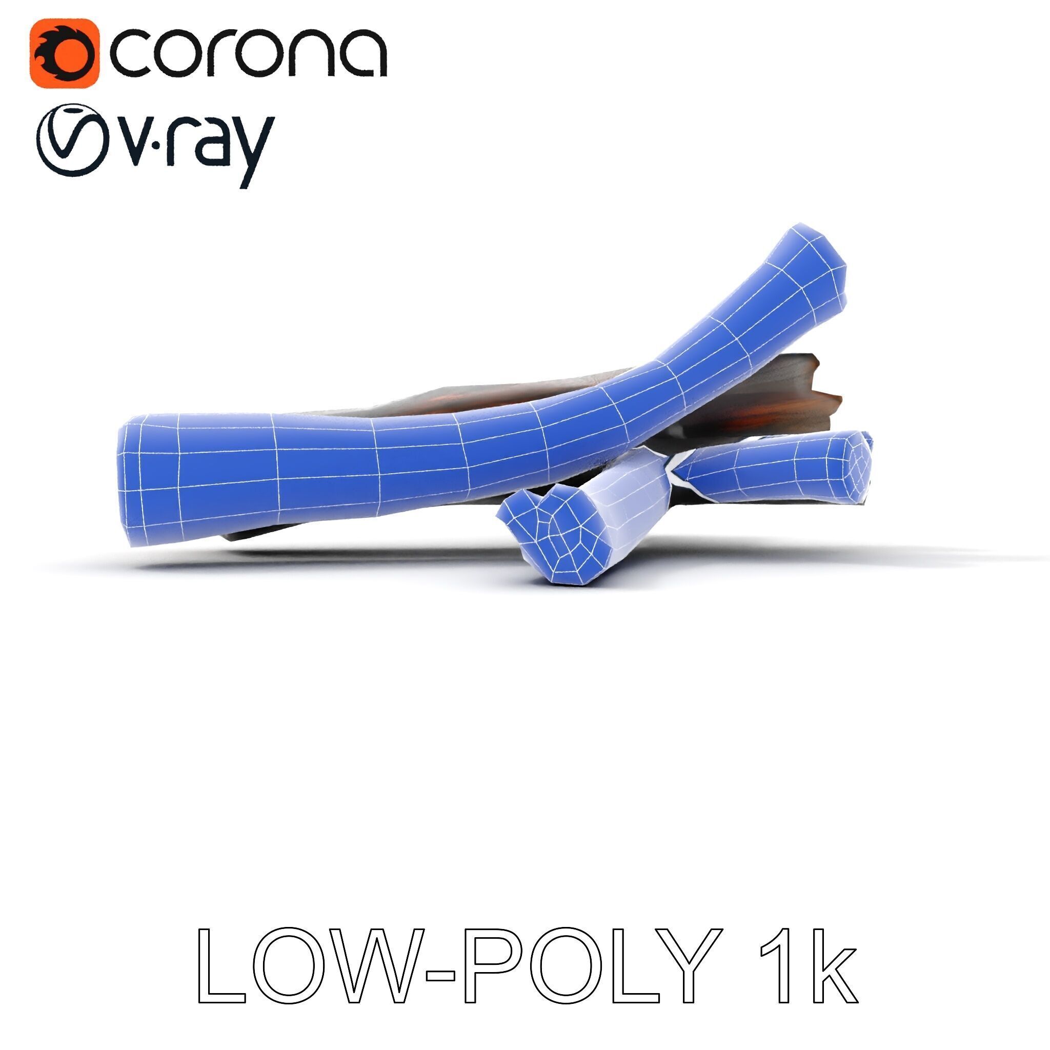 Campfire Setup Model Pack with Ash and Burnt Wood Low-poly 3D model_20