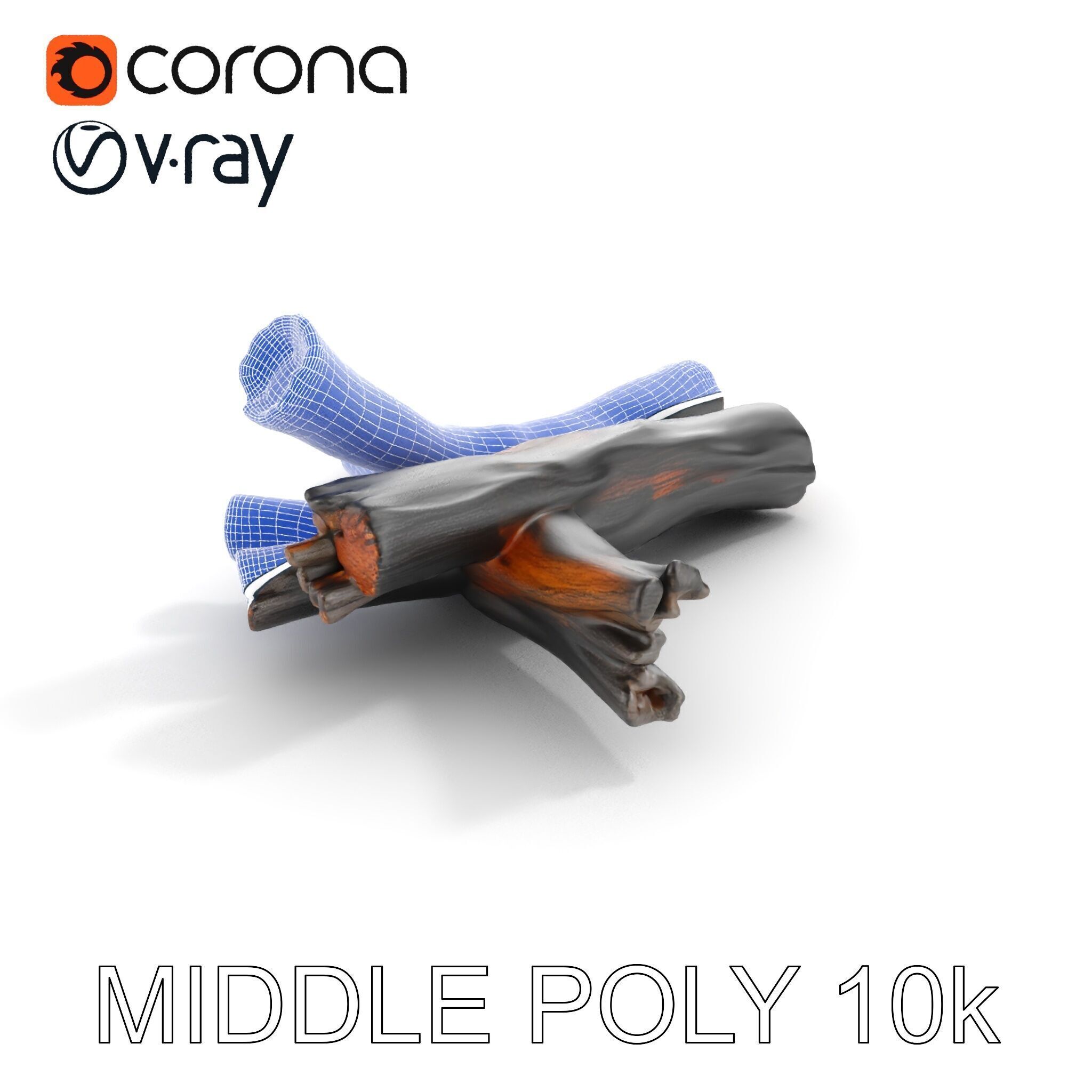 Campfire Setup Model Pack with Ash and Burnt Wood Low-poly 3D model_22