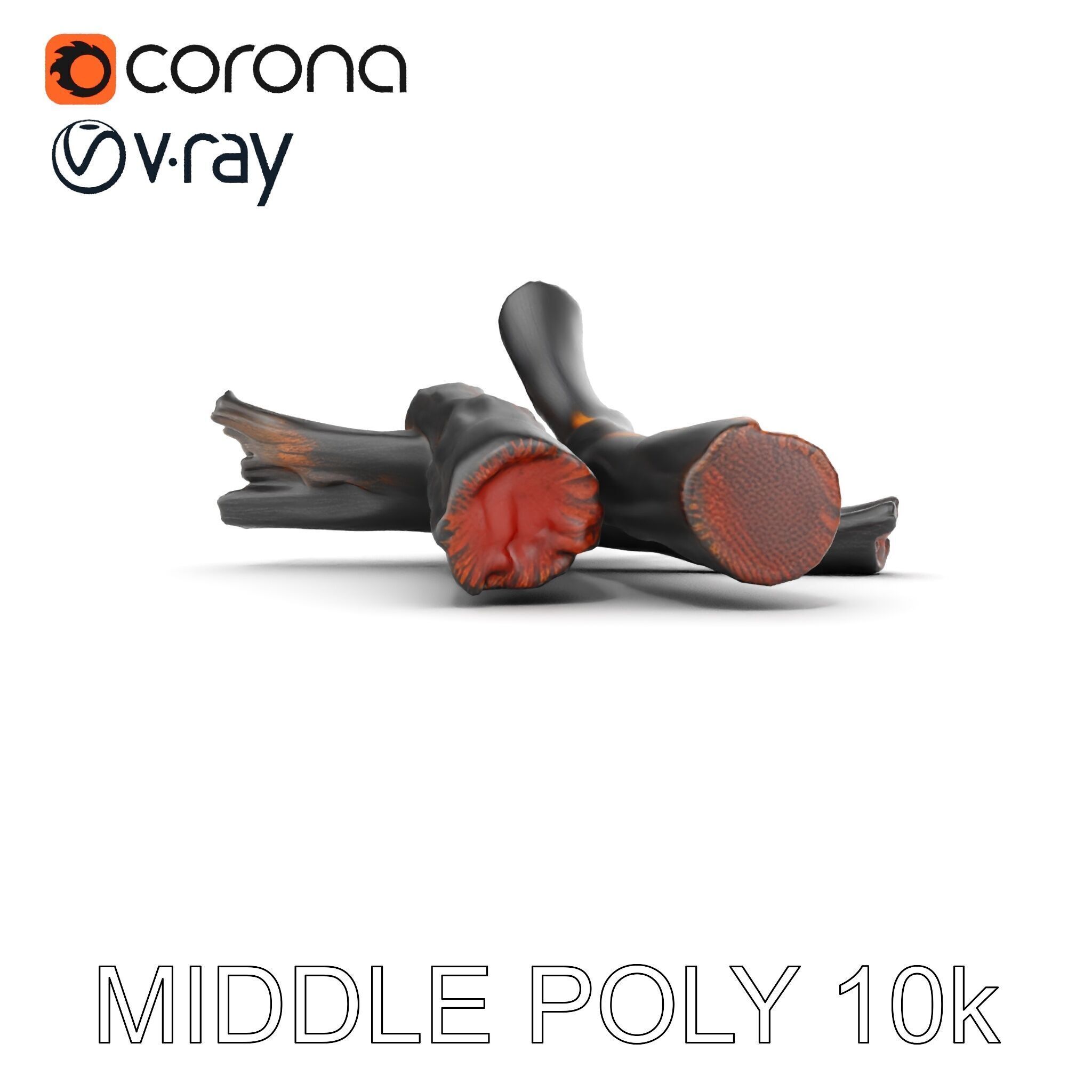 Campfire Setup Model Pack with Ash and Burnt Wood Low-poly 3D model_8