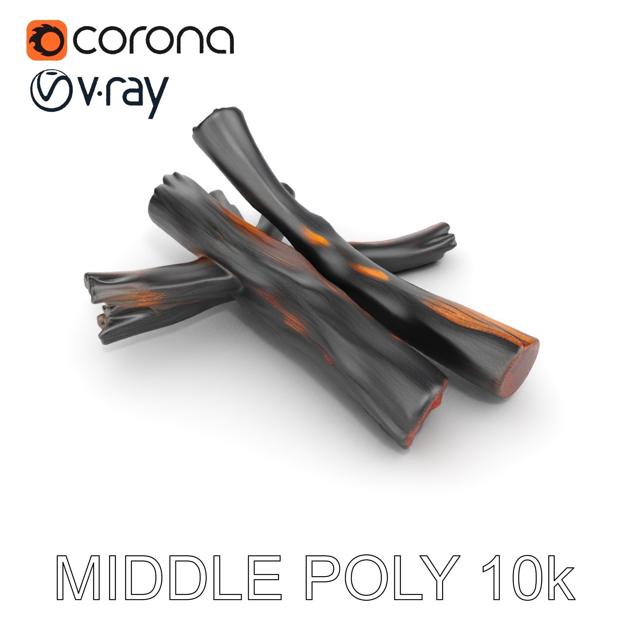 Campfire Setup Model Pack with Ash and Burnt Wood Low-poly 3D model_19