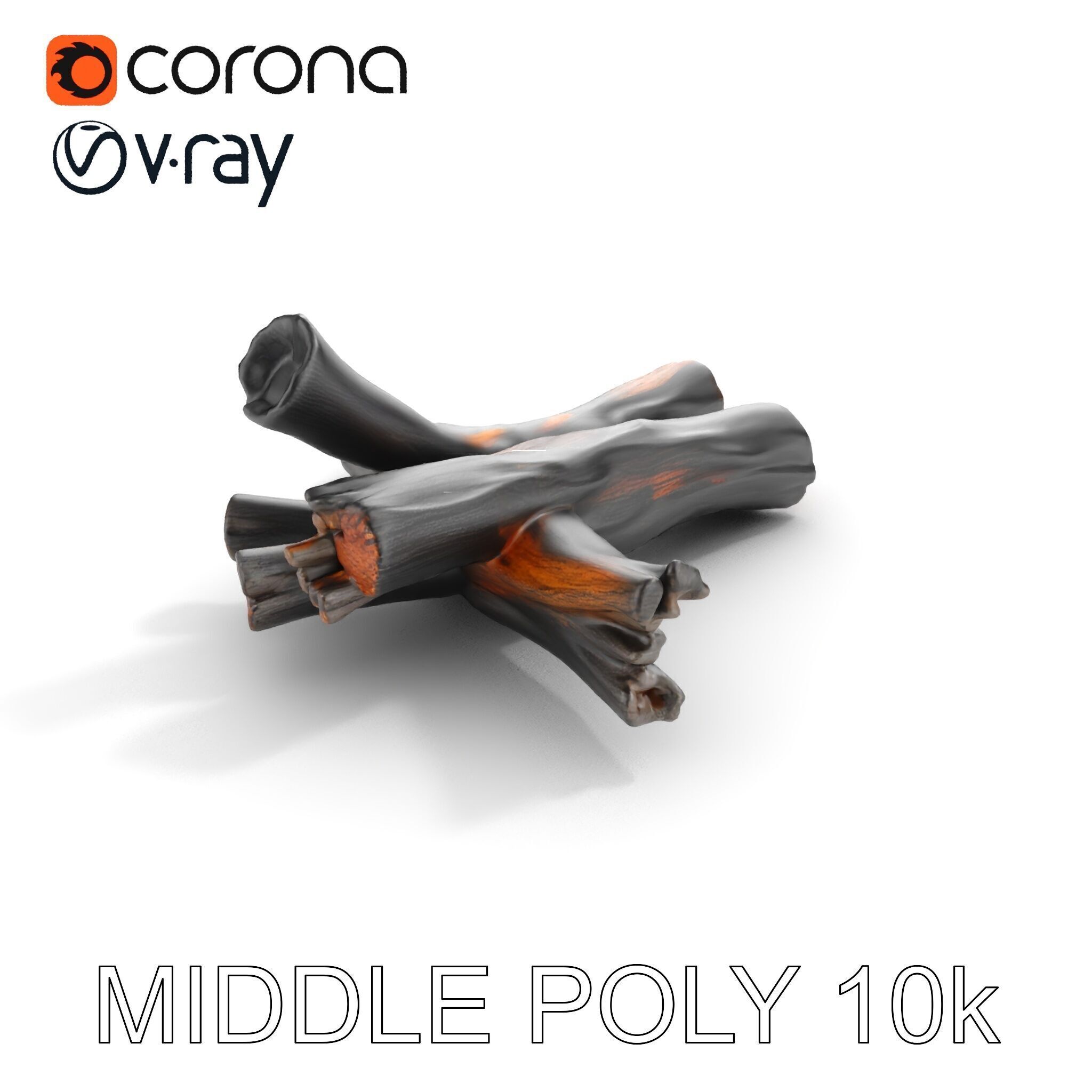 Campfire Setup Model Pack with Ash and Burnt Wood Low-poly 3D model_24