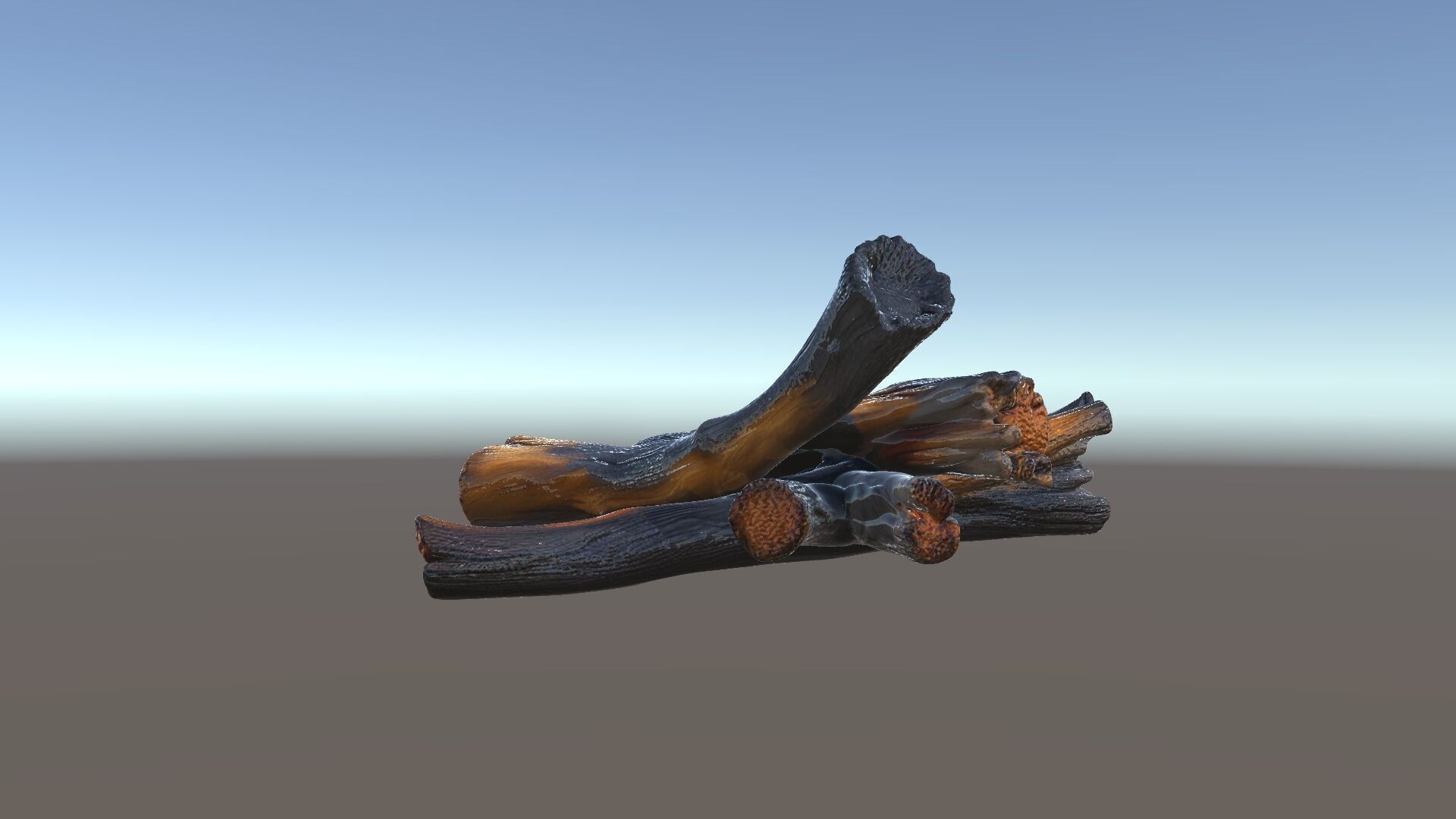 Campfire Setup Model Pack with Ash and Burnt Wood Low-poly 3D model_5