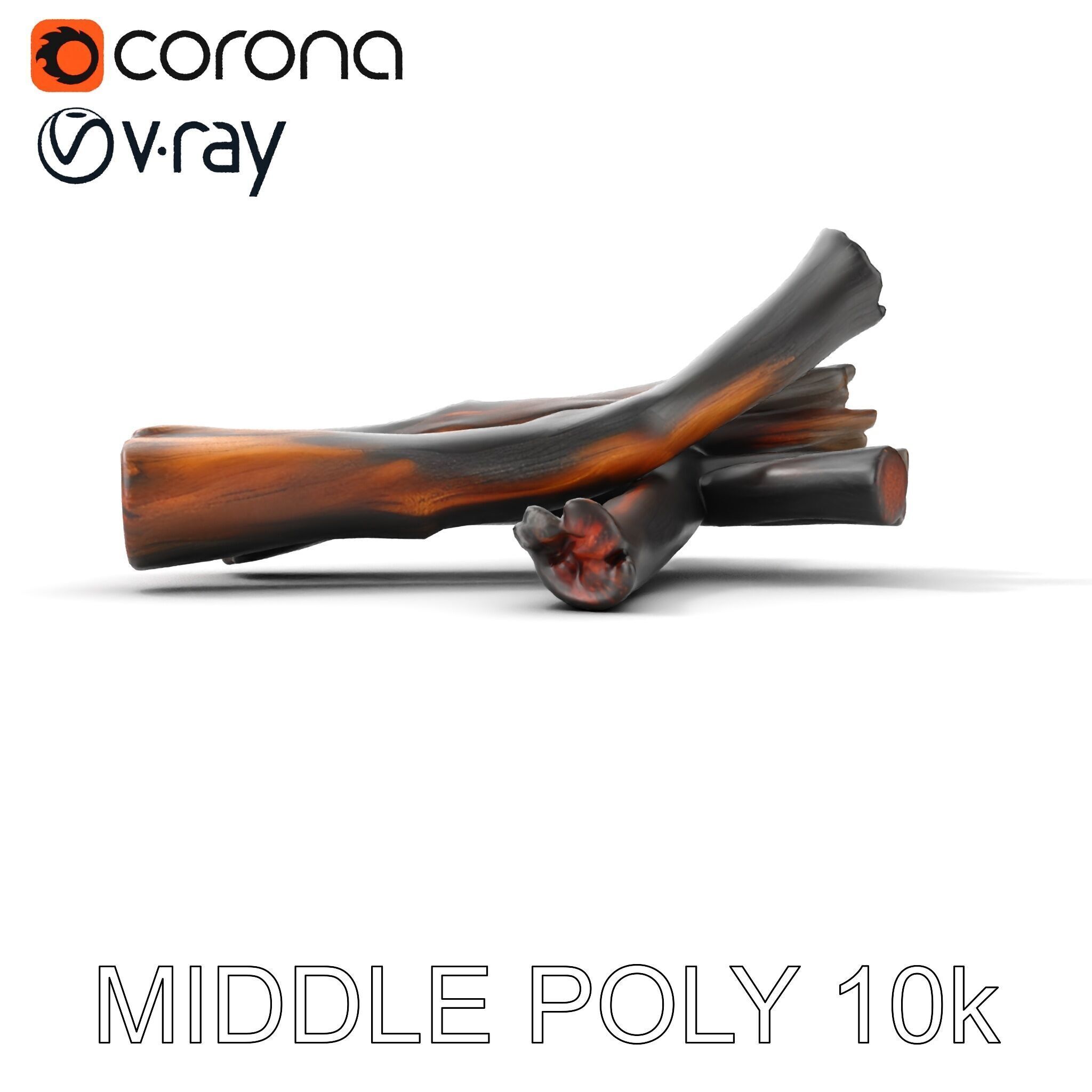 Campfire Setup Model Pack with Ash and Burnt Wood Low-poly 3D model_14