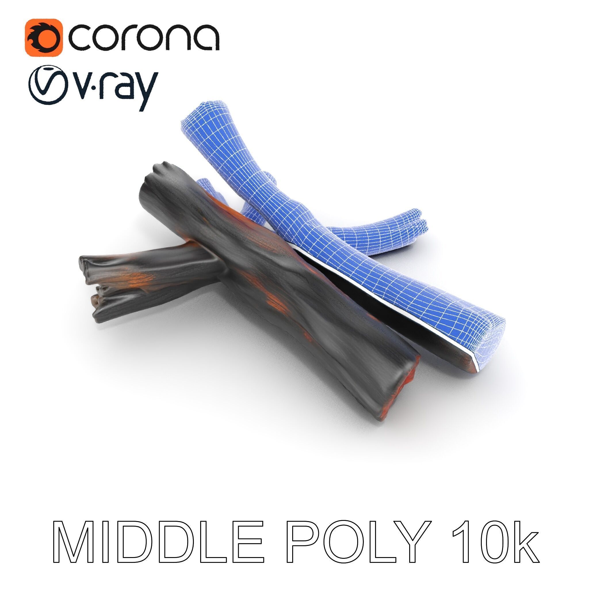 Campfire Setup Model Pack with Ash and Burnt Wood Low-poly 3D model_17