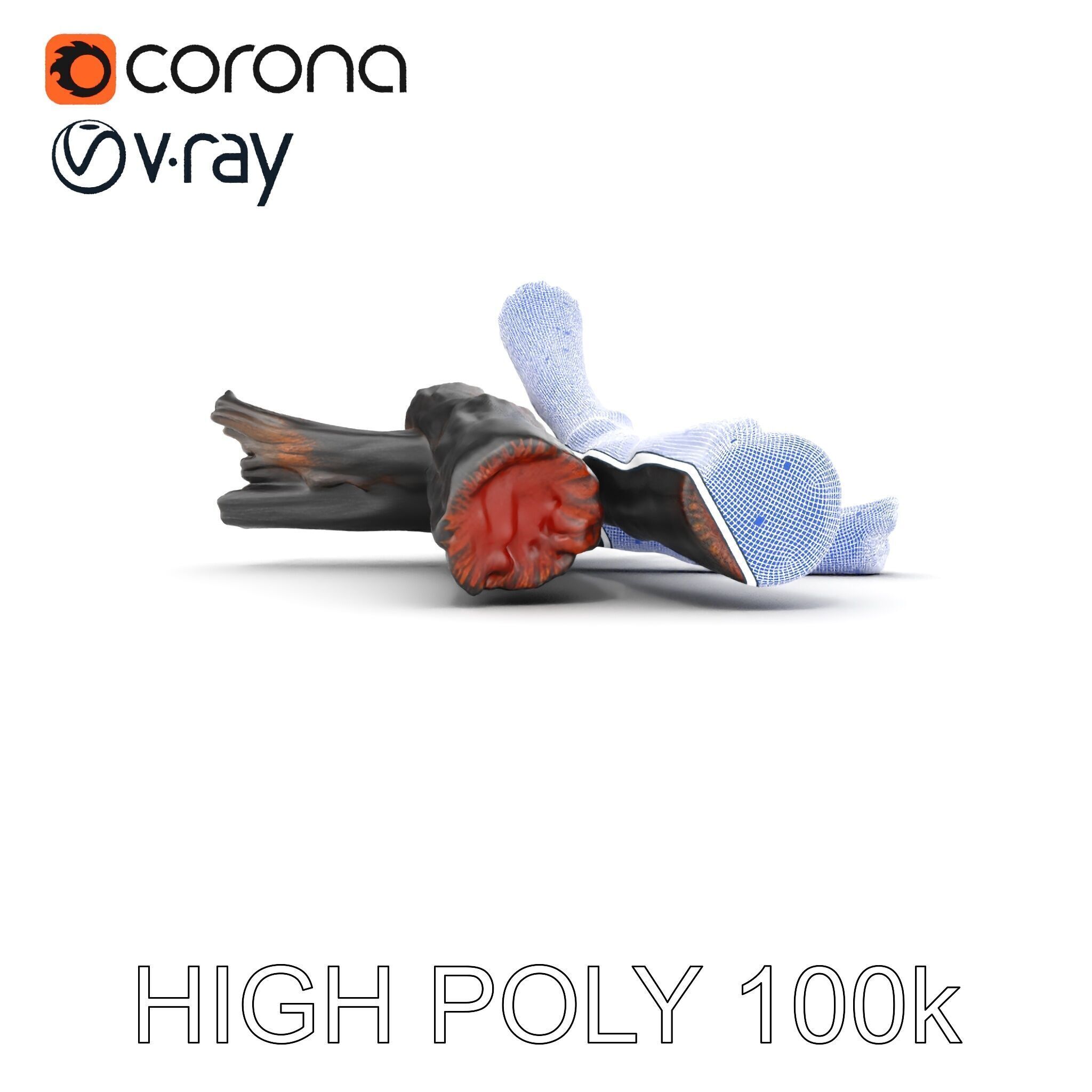 Campfire Setup Model Pack with Ash and Burnt Wood Low-poly 3D model_32