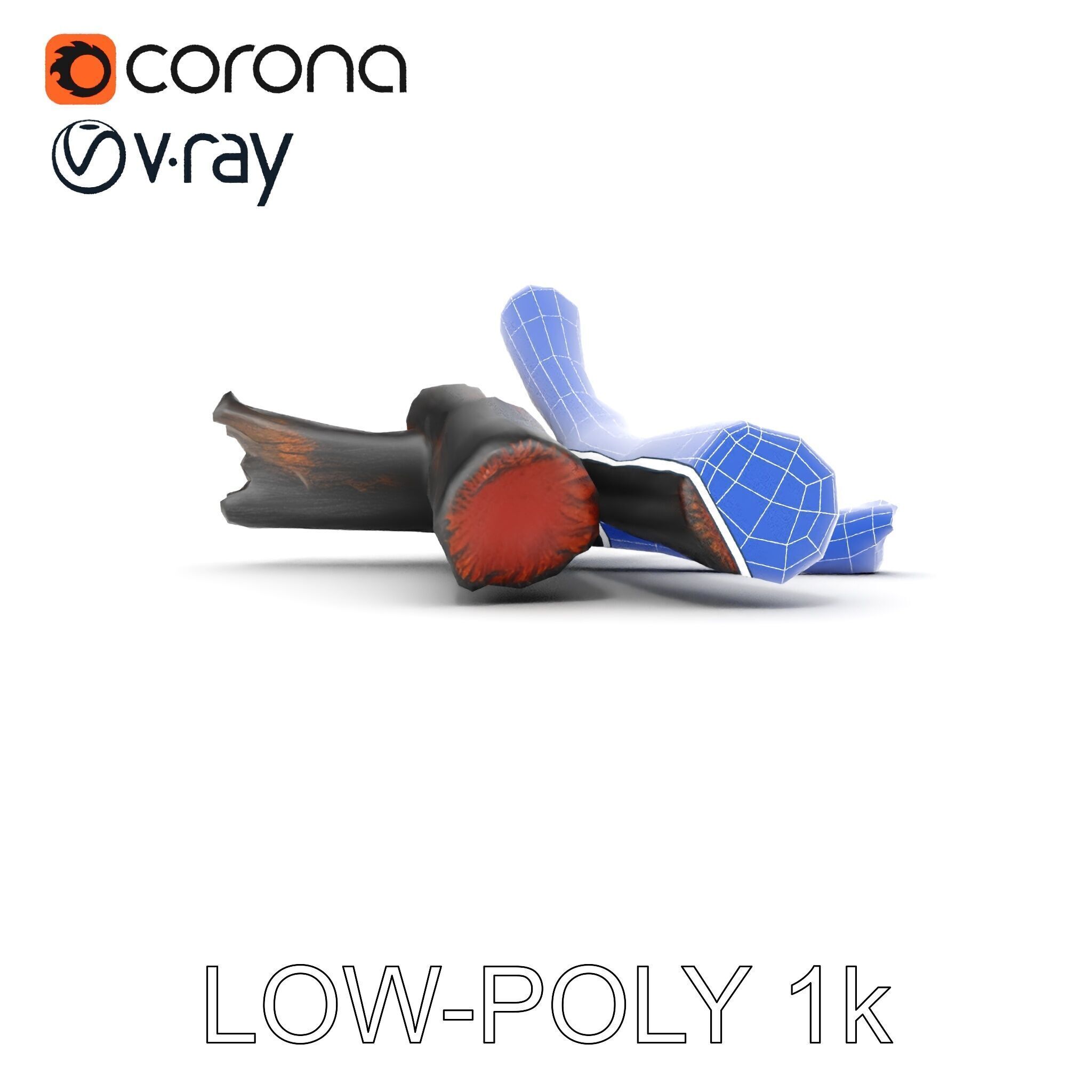 Campfire Setup Model Pack with Ash and Burnt Wood Low-poly 3D model_31