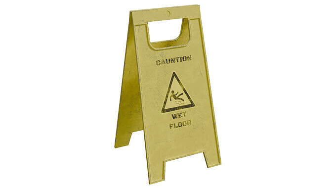 Sign Plate Caution Wet Floor Low-poly 3D model